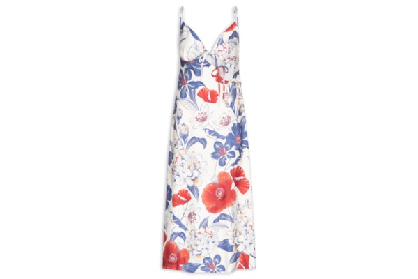 Vestido Enviesado Floral Vera - Branco