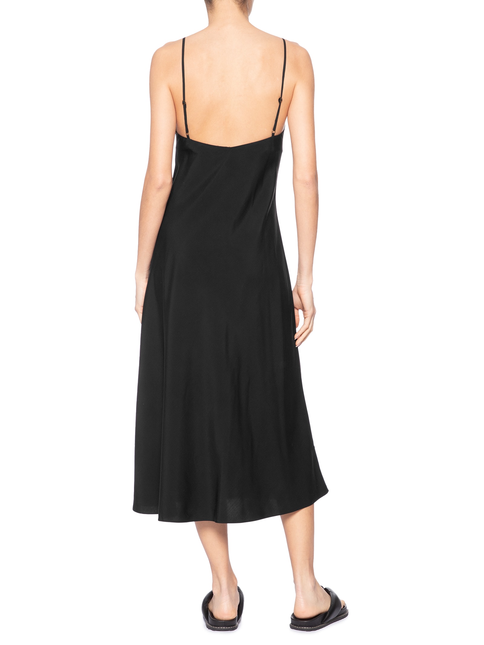 Vestido Enviesado Midi Preto Farm