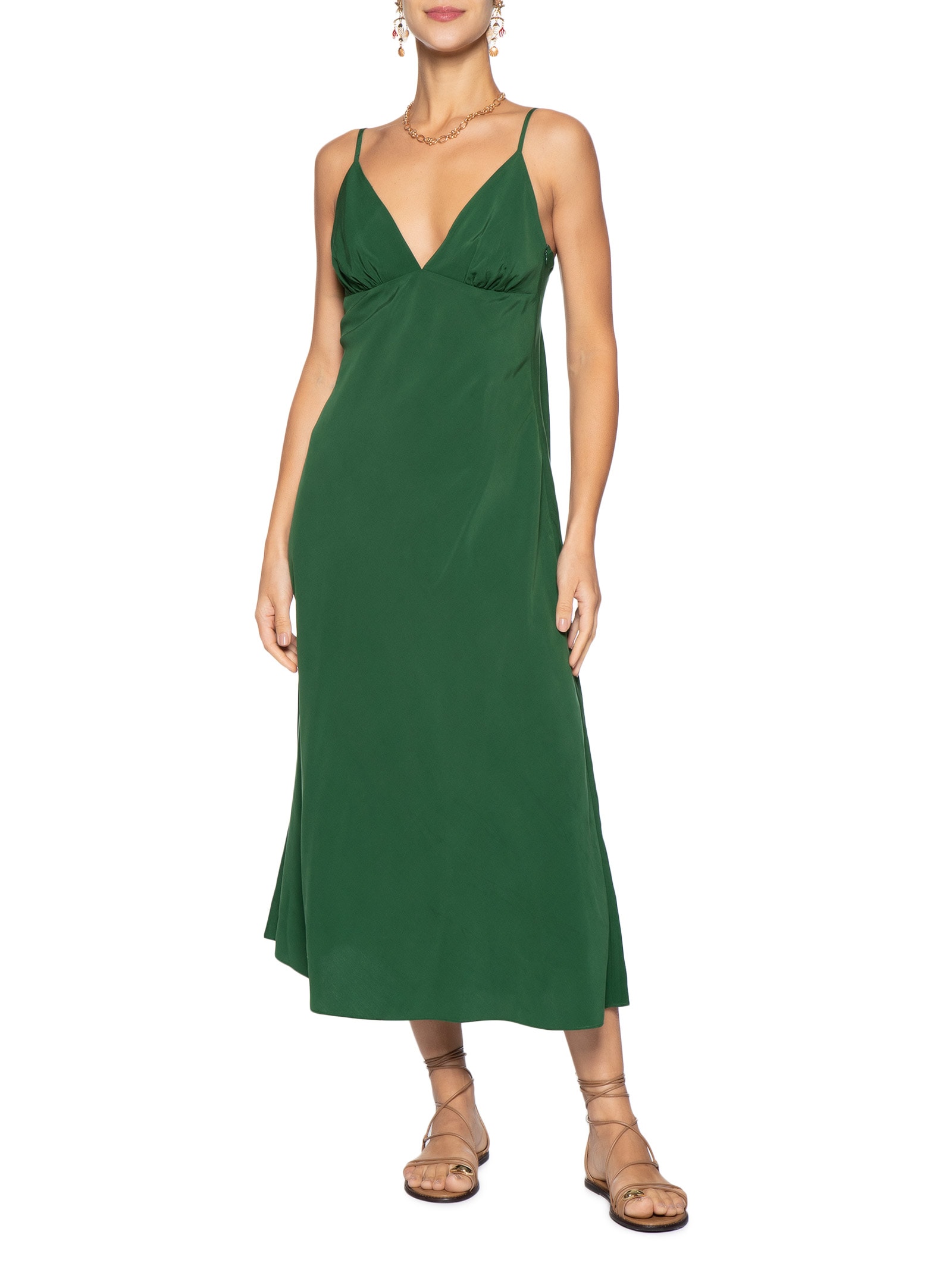 Vestido Enviesado Midi Verde Farm