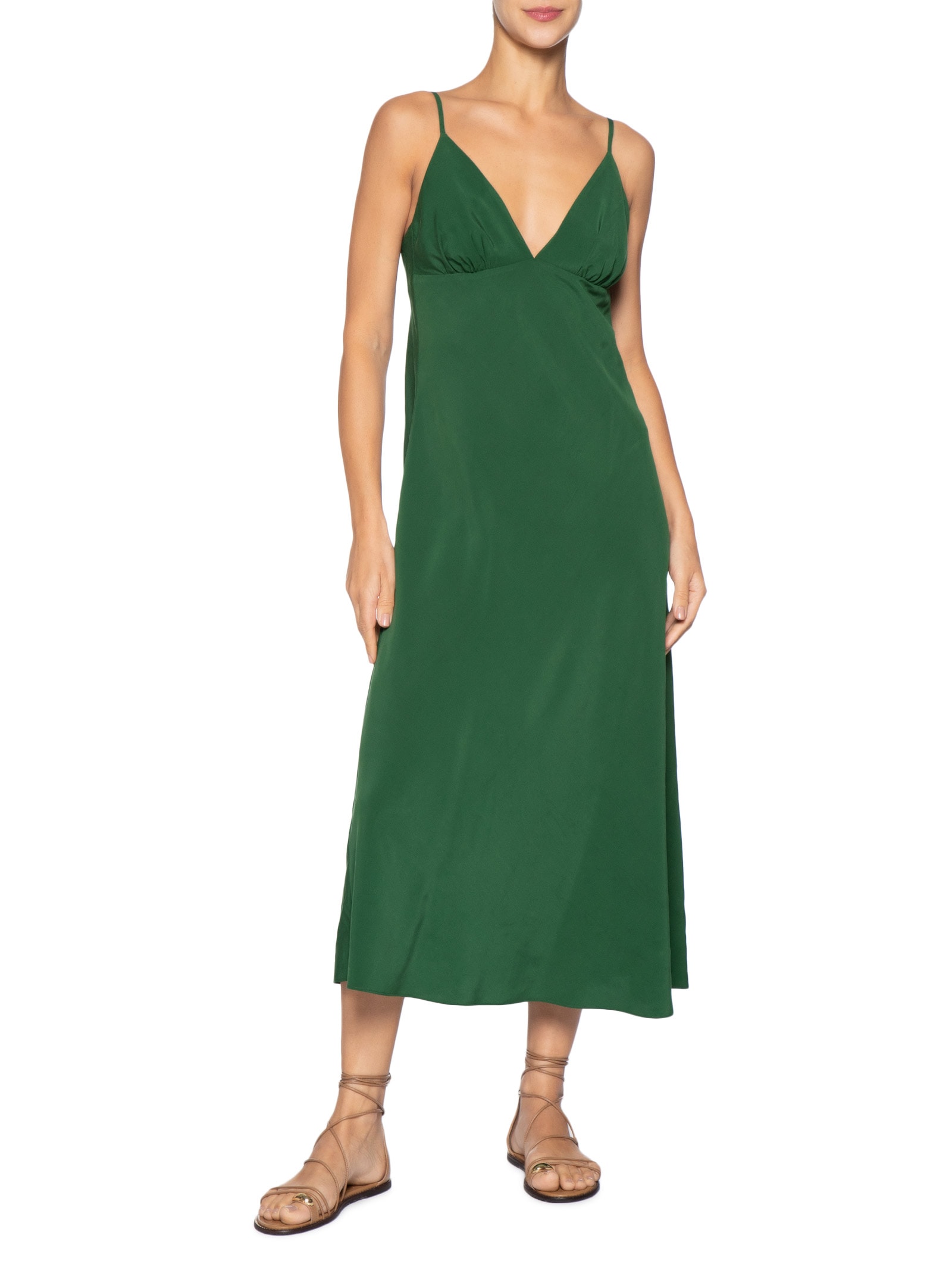 Vestido Enviesado Midi Verde Farm