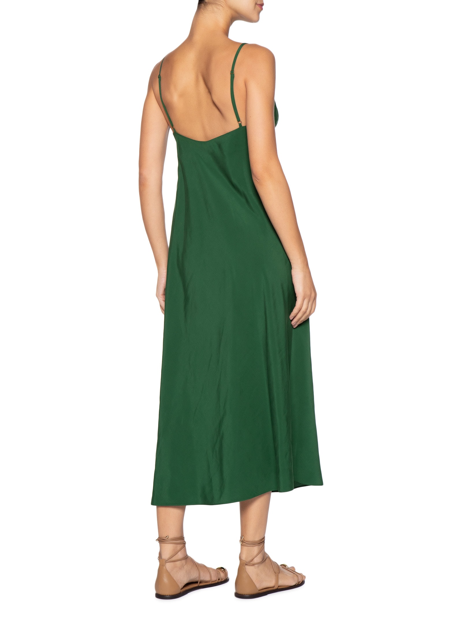Vestido Enviesado Midi Verde Farm