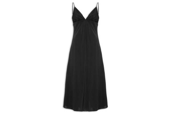 Vestido Enviesado Midi – Preto