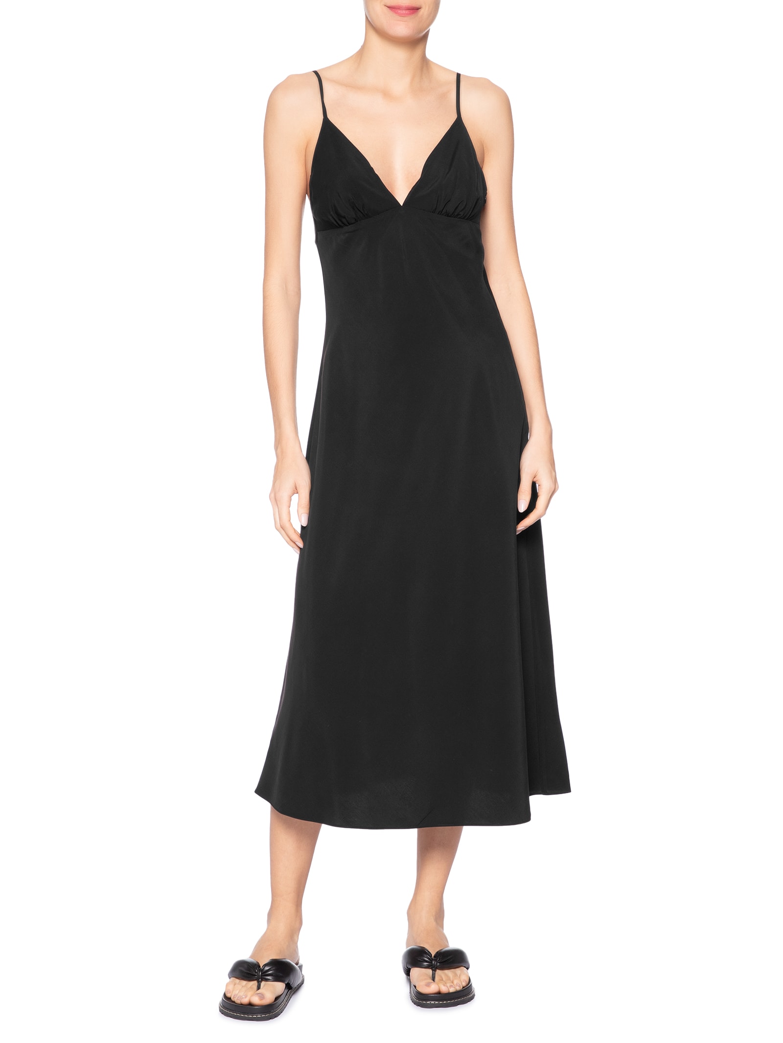 Vestido Enviesado Midi – Preto Farm