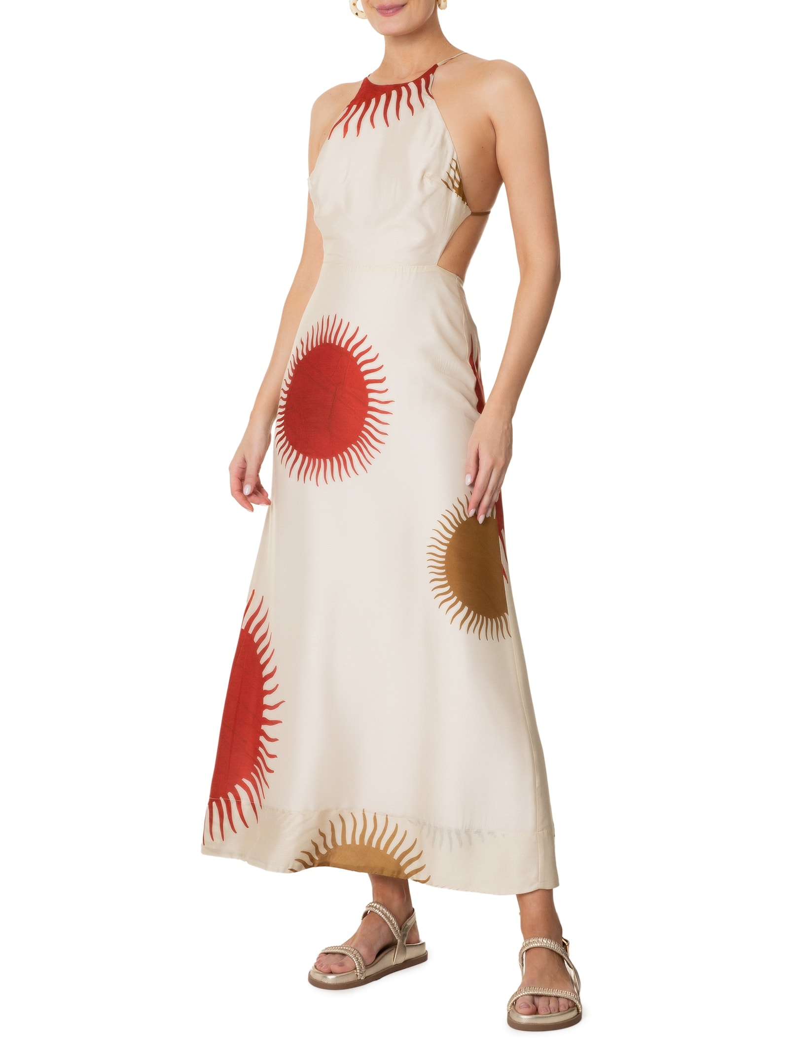 Vestido Enviesado Sol Claro Bege Osklen