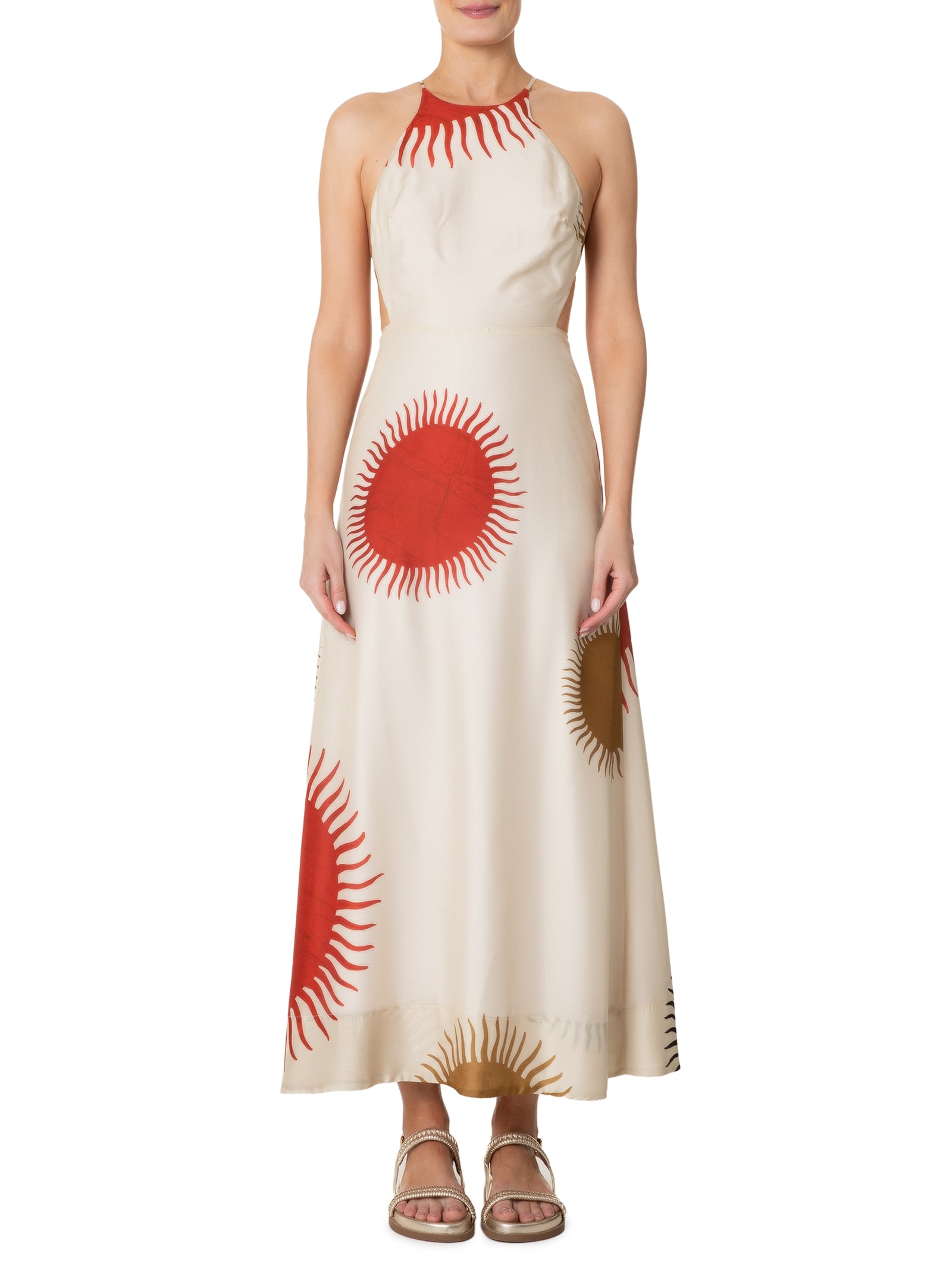 Vestido Enviesado Sol Claro Bege Osklen