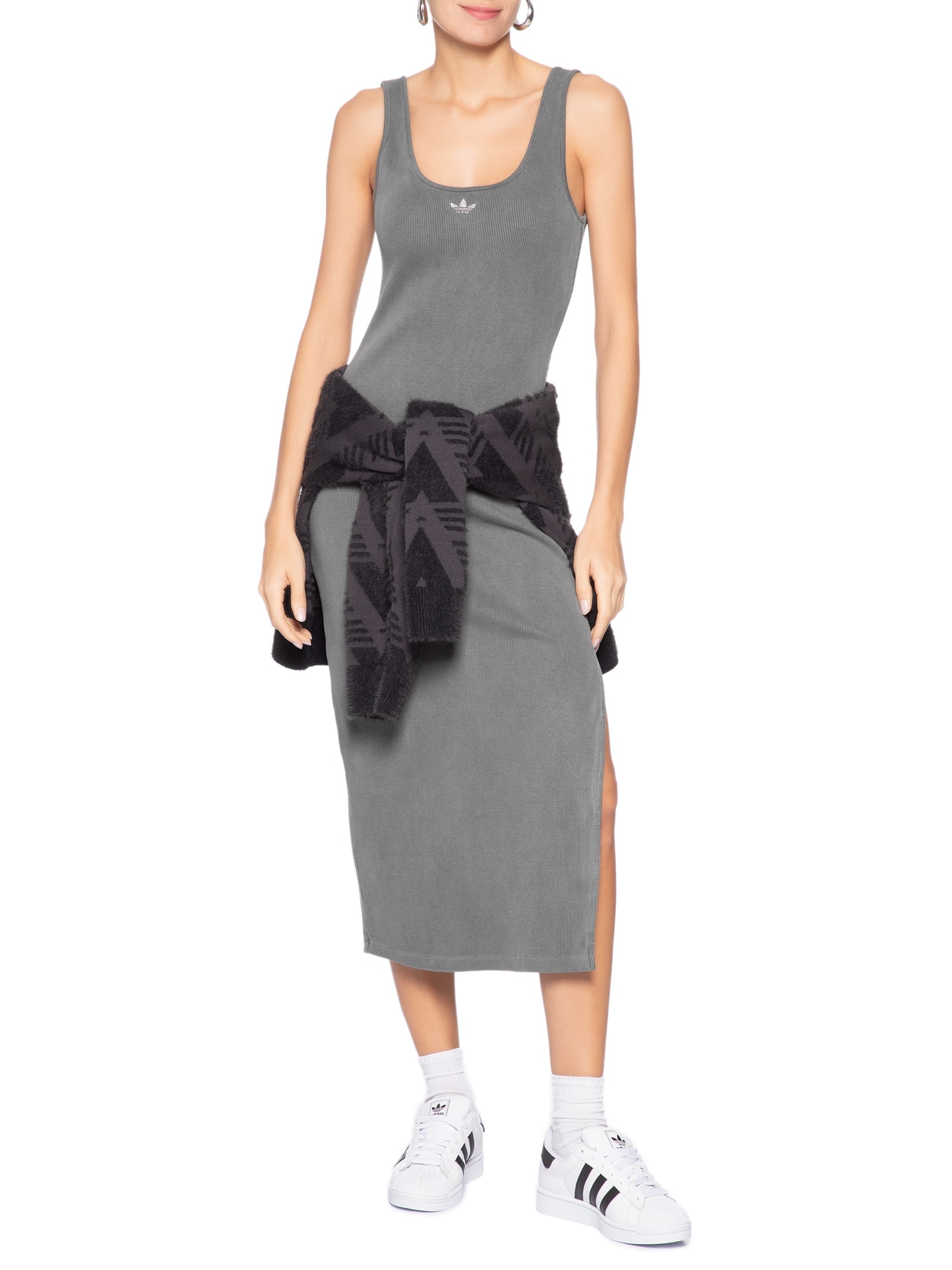 Vestido Essentials Rib Cinza Adidas Originals