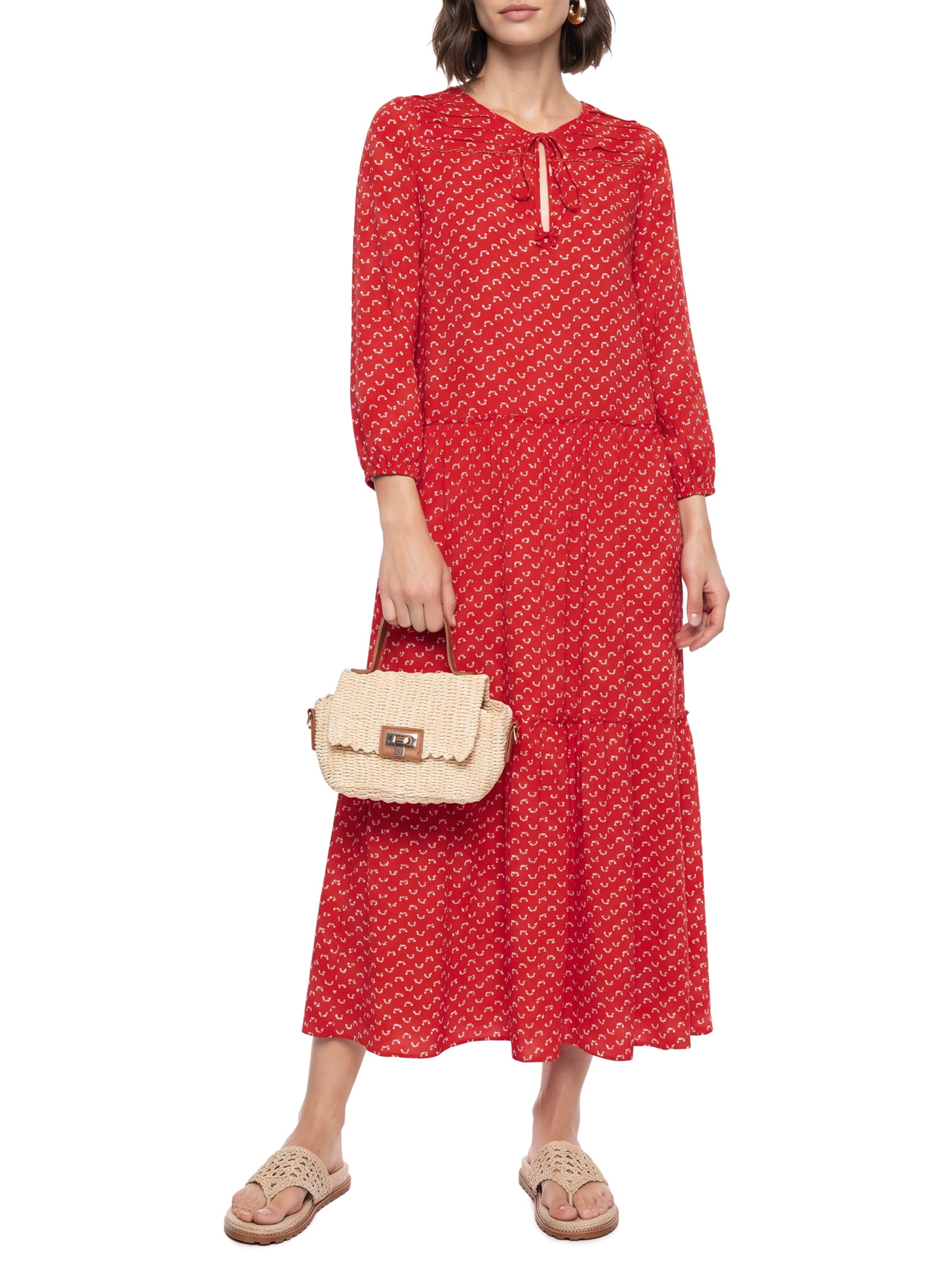Vestido Est Lagostim Vermelho Cantão