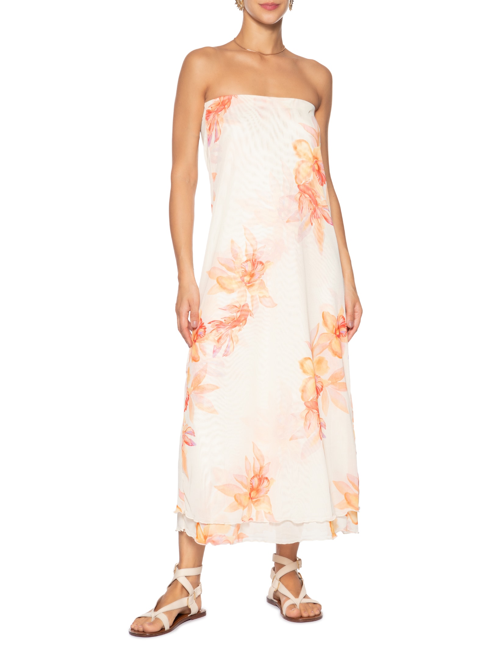 Vestido Estampa Beta Alça Removível Rosa Dress To