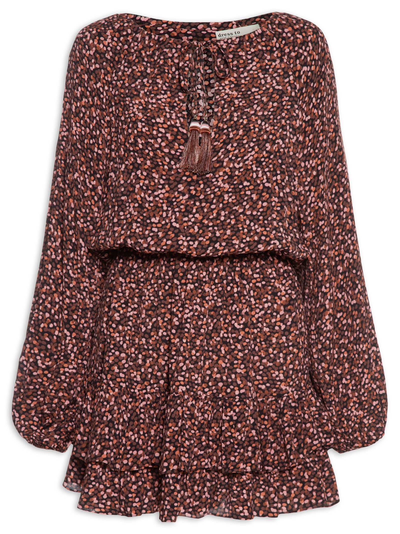 Vestido Estampa Céu Noturno Marrom Dress To