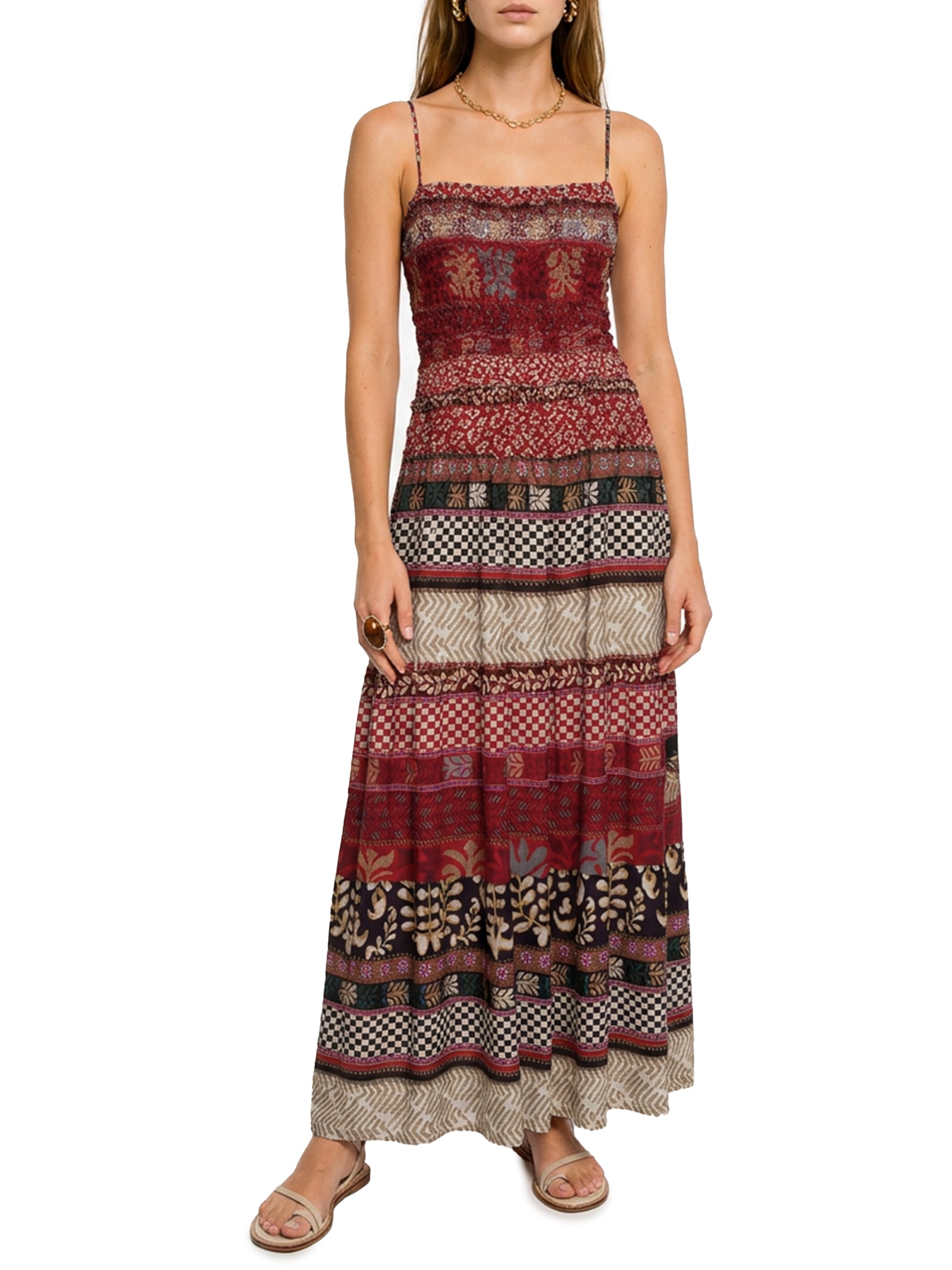 Vestido Estampa Ravena Vermelho Cantão