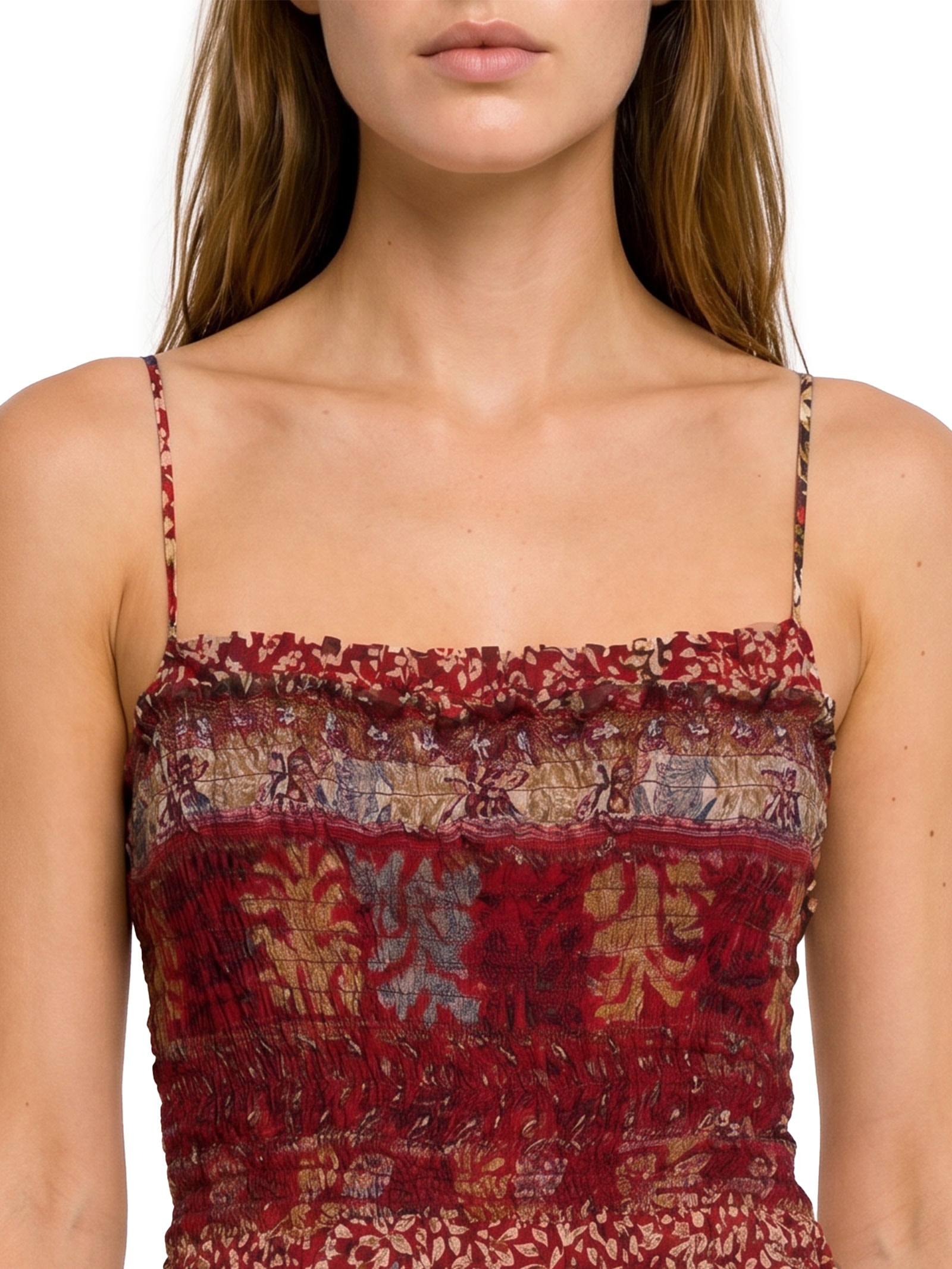 Vestido Estampa Ravena Vermelho Cantão