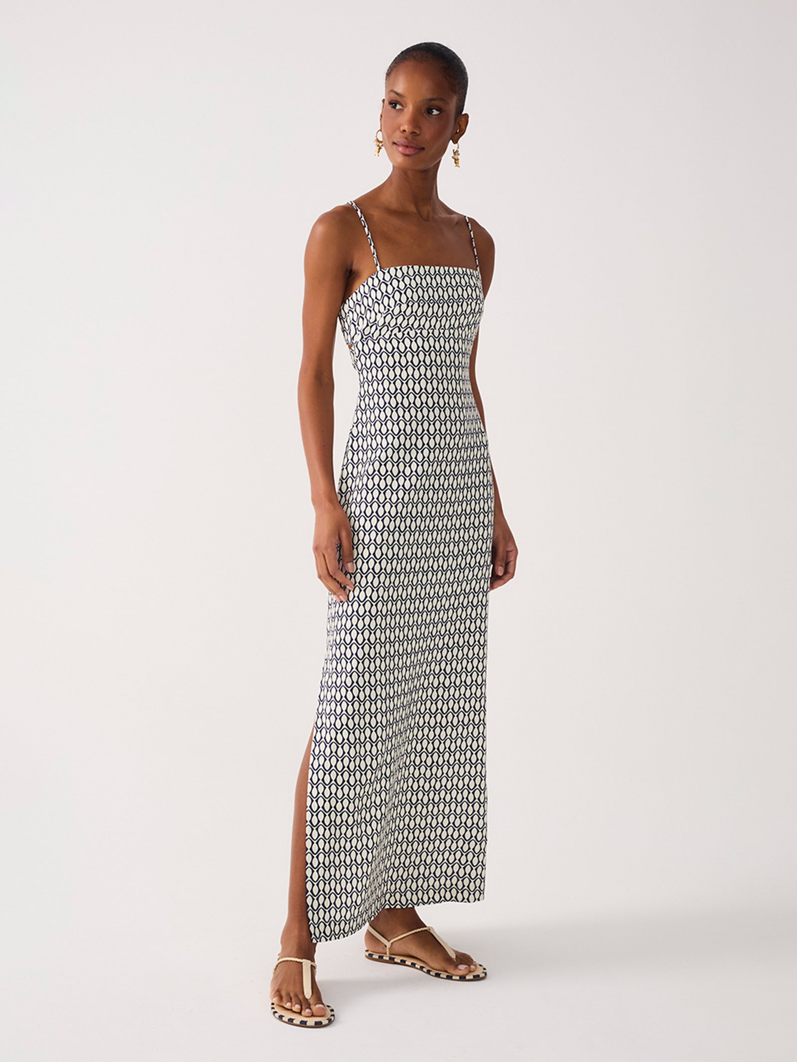 Vestido Estampa Trama Do Mar Azul Dress To