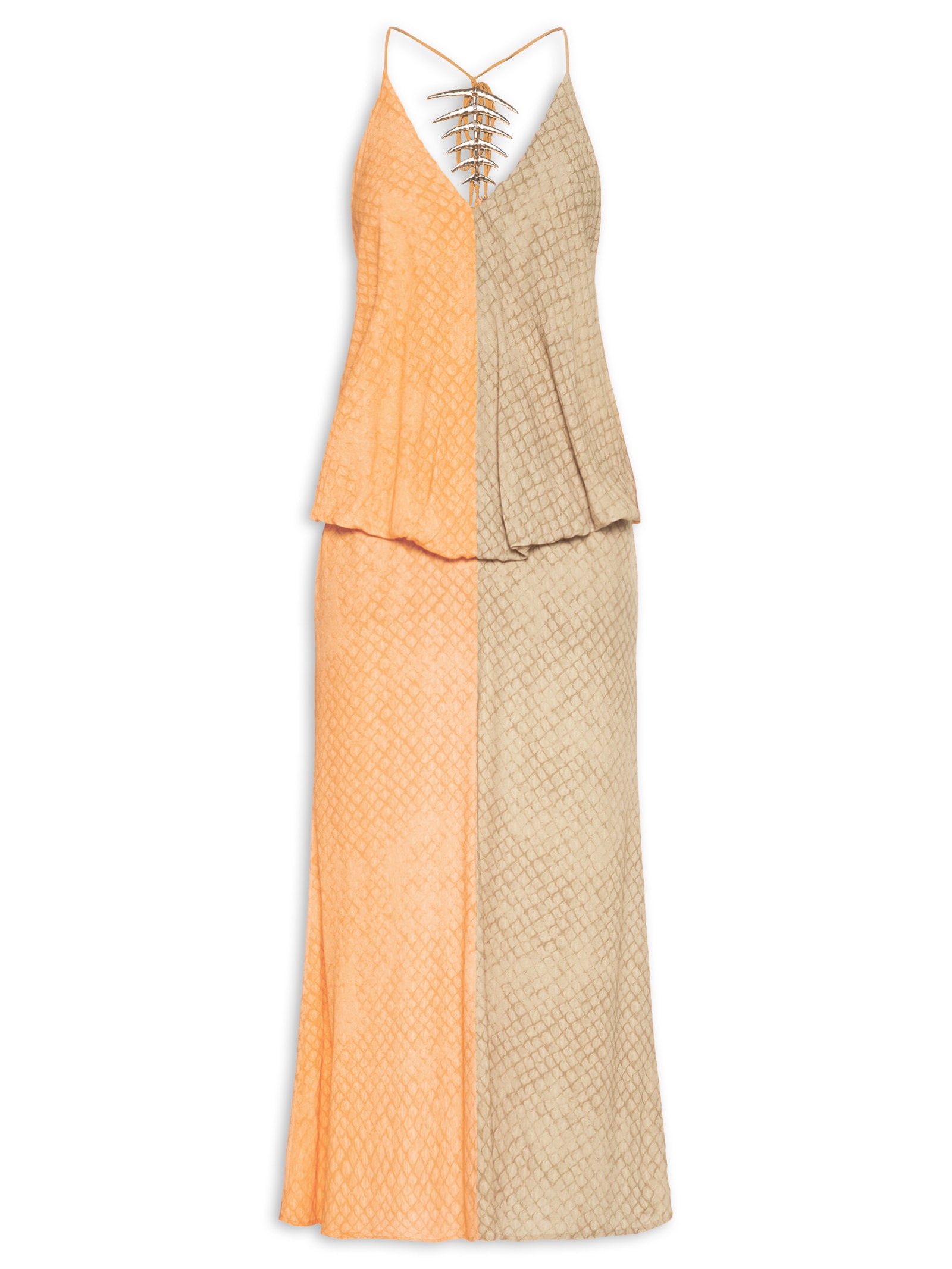 Vestido Estampado Bege Open