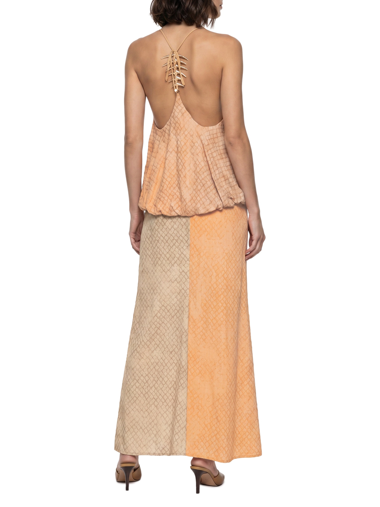Vestido Estampado Bege Open