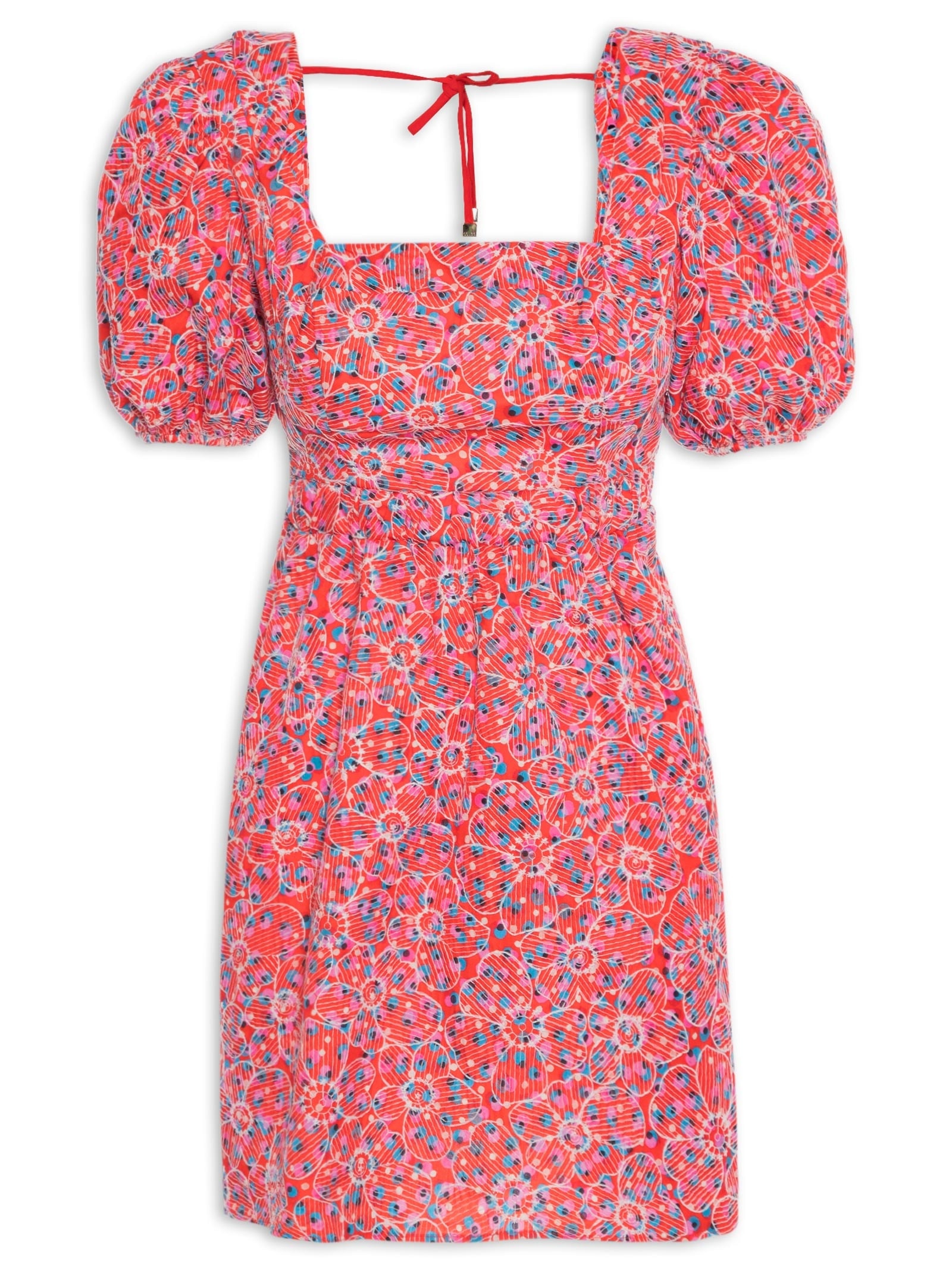 Vestido Estampado Bordado Vermelho Colcci