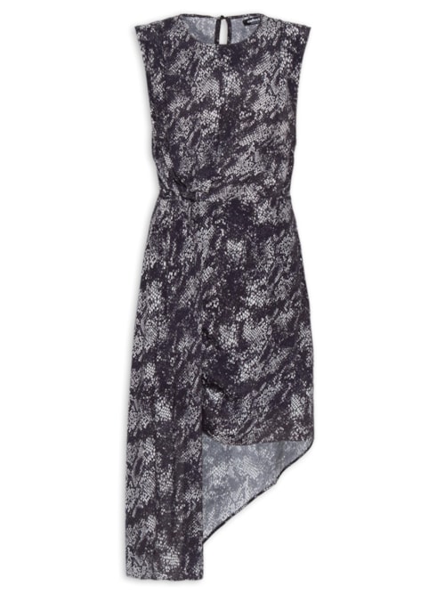 Vestido Estampado – Cinza