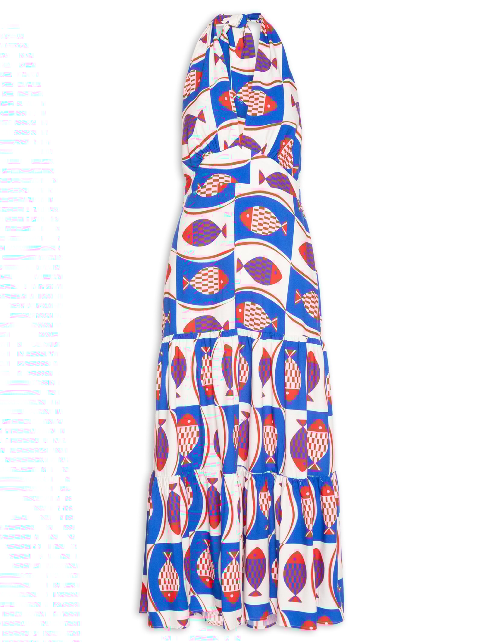 Vestido Estampado Frente Única Azul Colcci