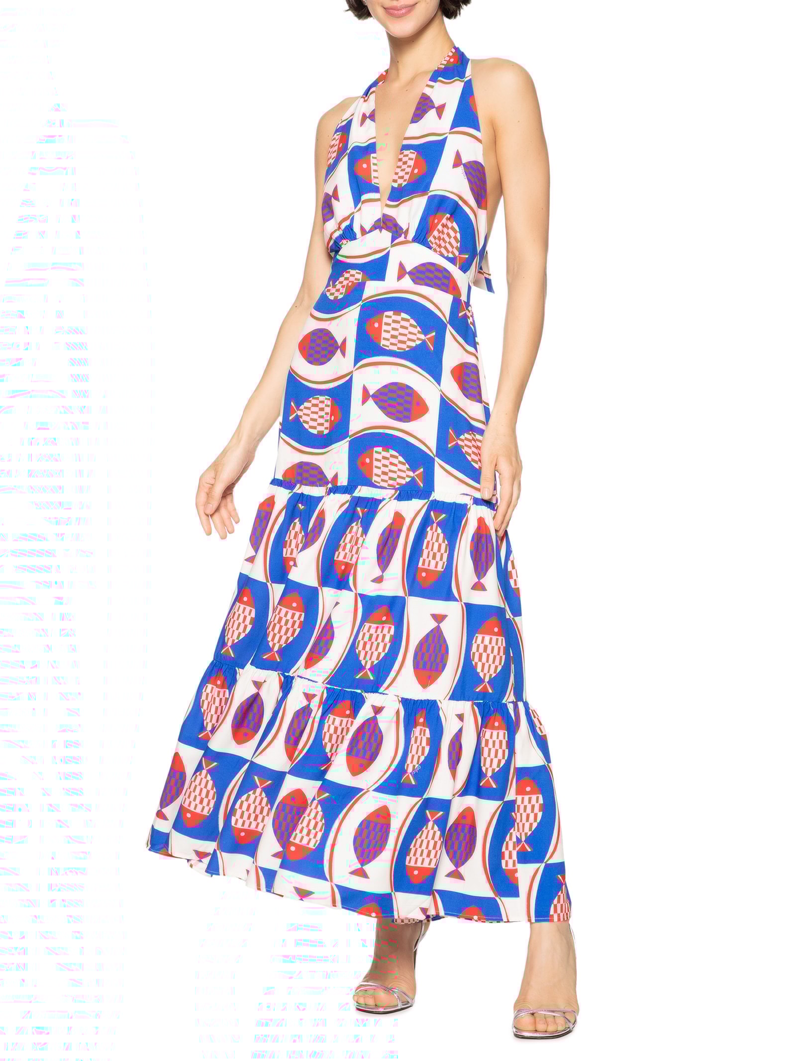 Vestido Estampado Frente Única Azul Colcci