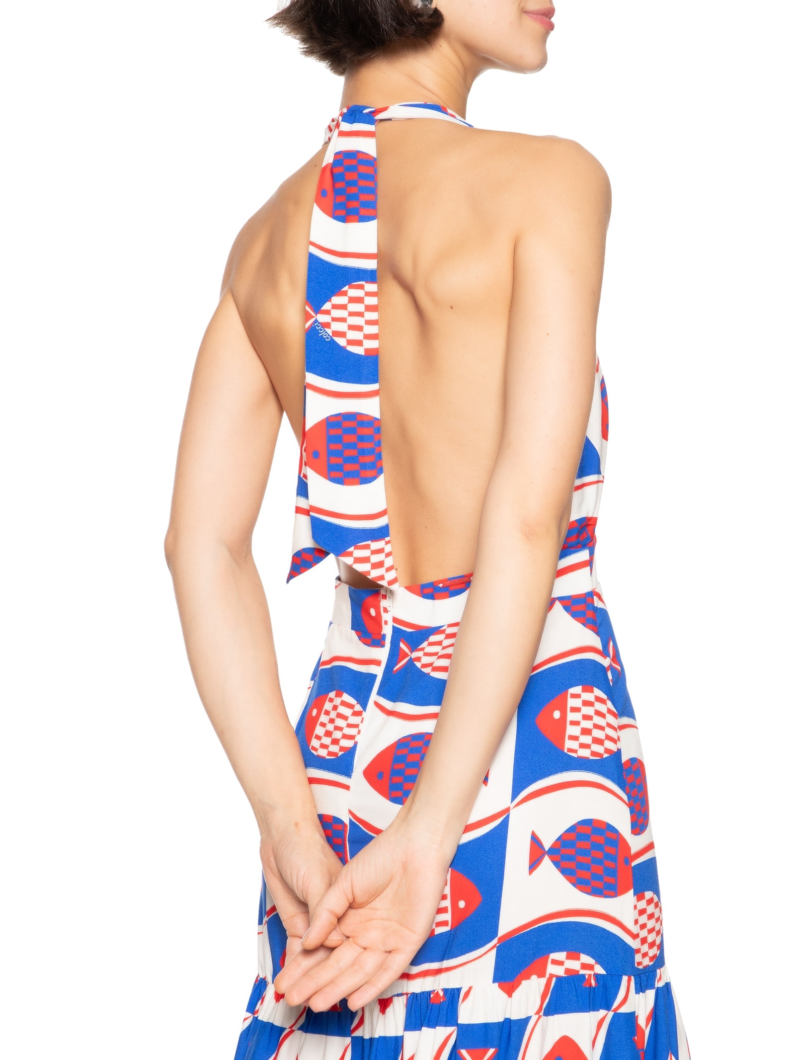 Vestido Estampado Frente Única Azul Colcci