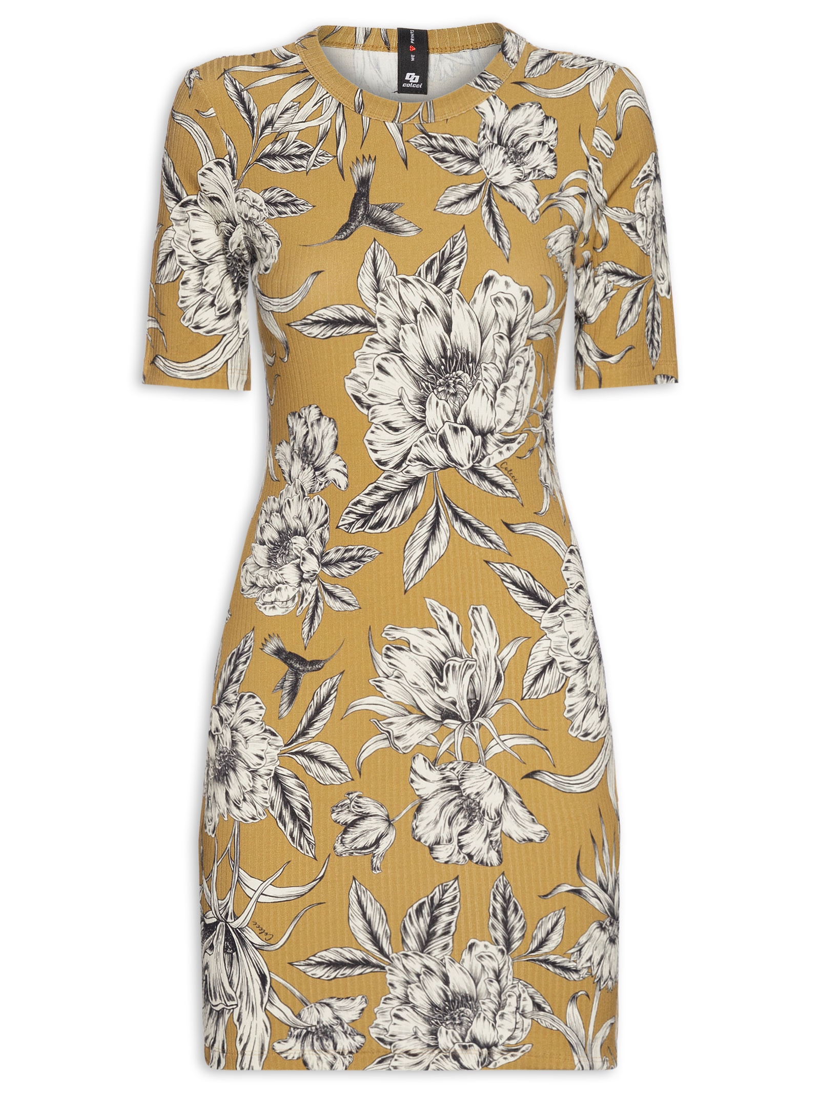 Vestido Estampado Marrom  Colcci