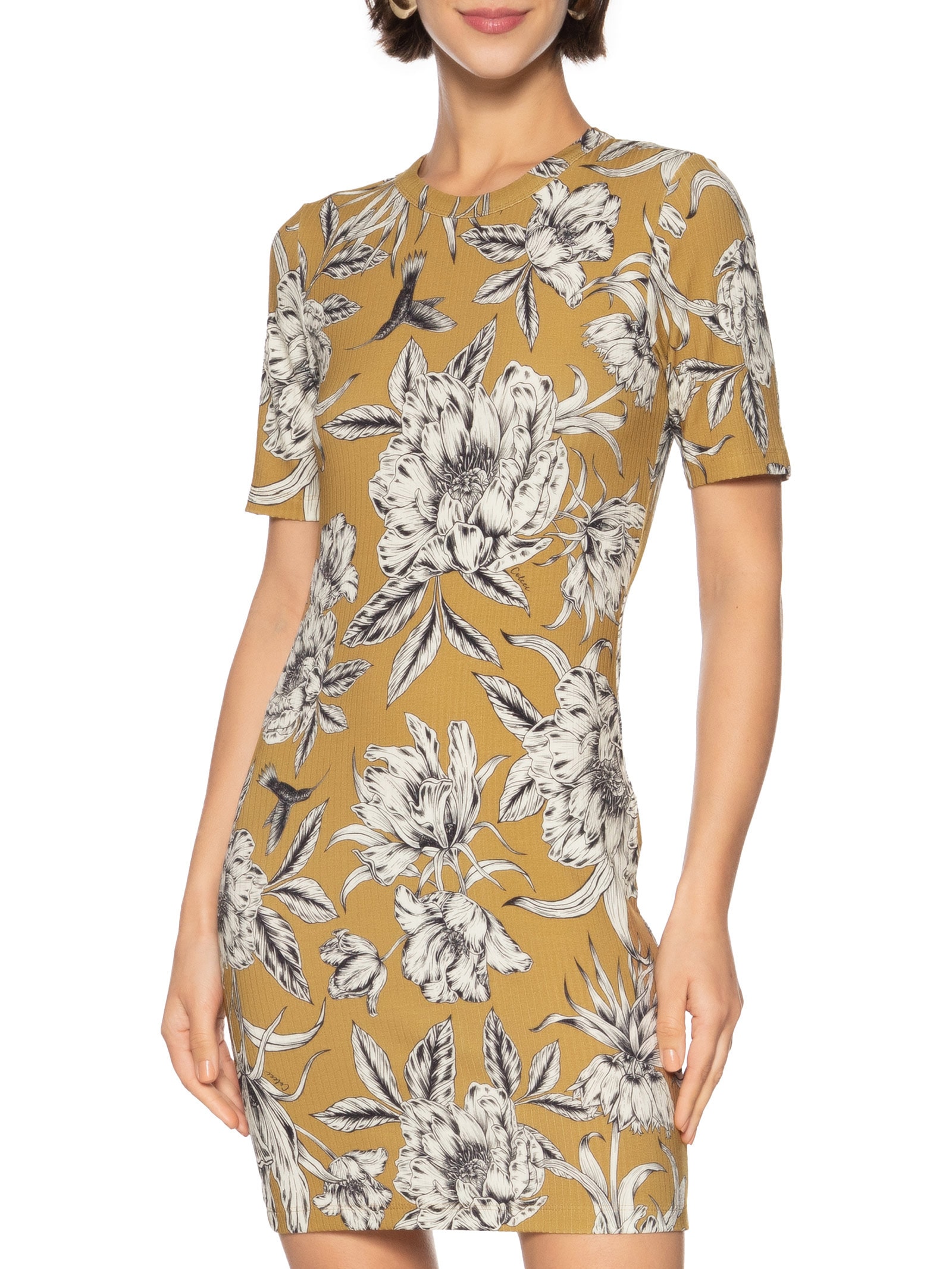 Vestido Estampado Marrom  Colcci