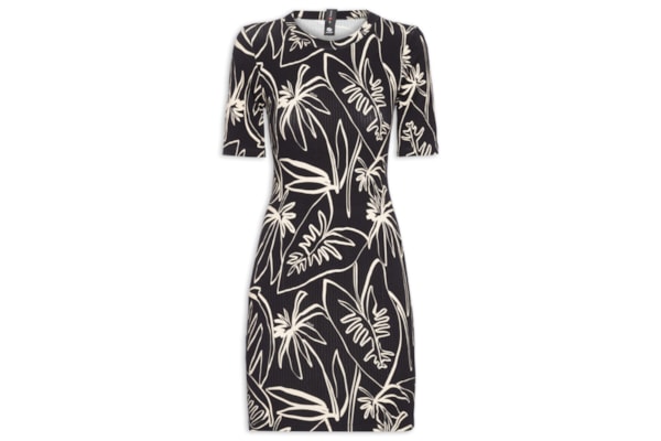 Vestido Estampado - Preto