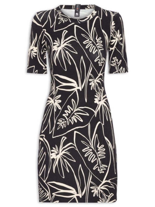 Vestido Estampado - Preto