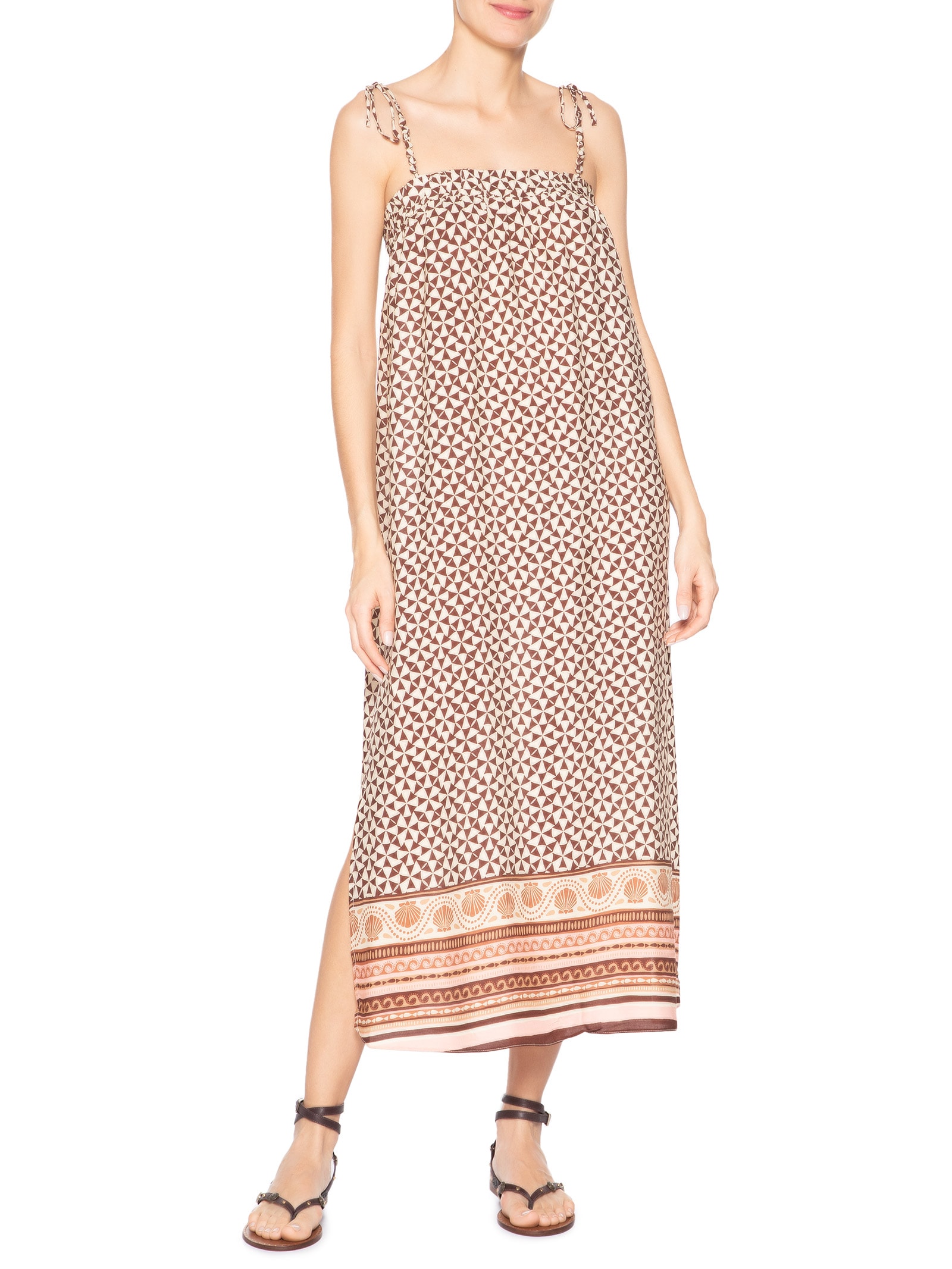 Vestido Estampado Solstício Marrom Dress To