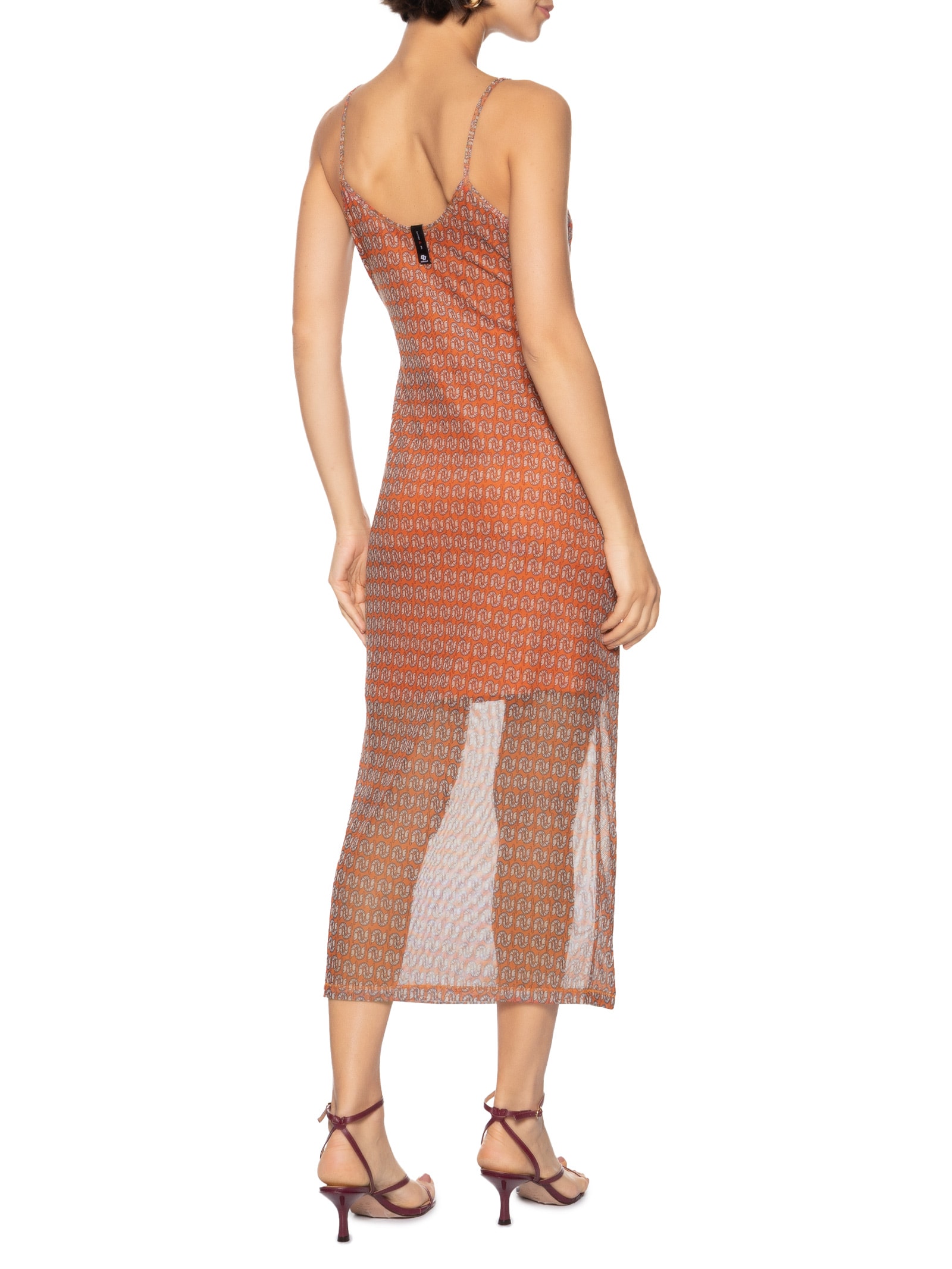 Vestido Estampado Tule Laranja Colcci