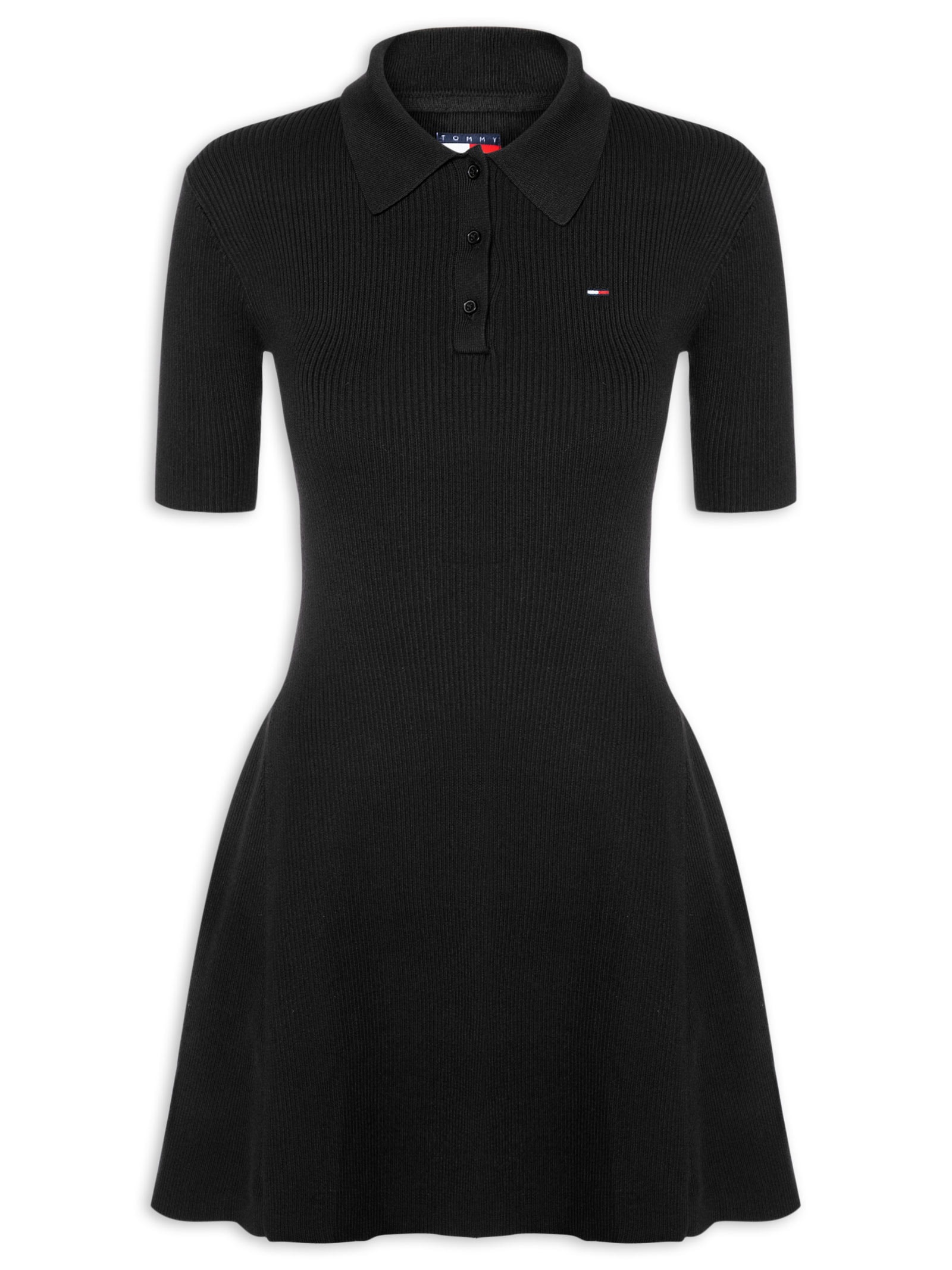 Vestido F&F Sweater Polo Preto Tommy Jeans