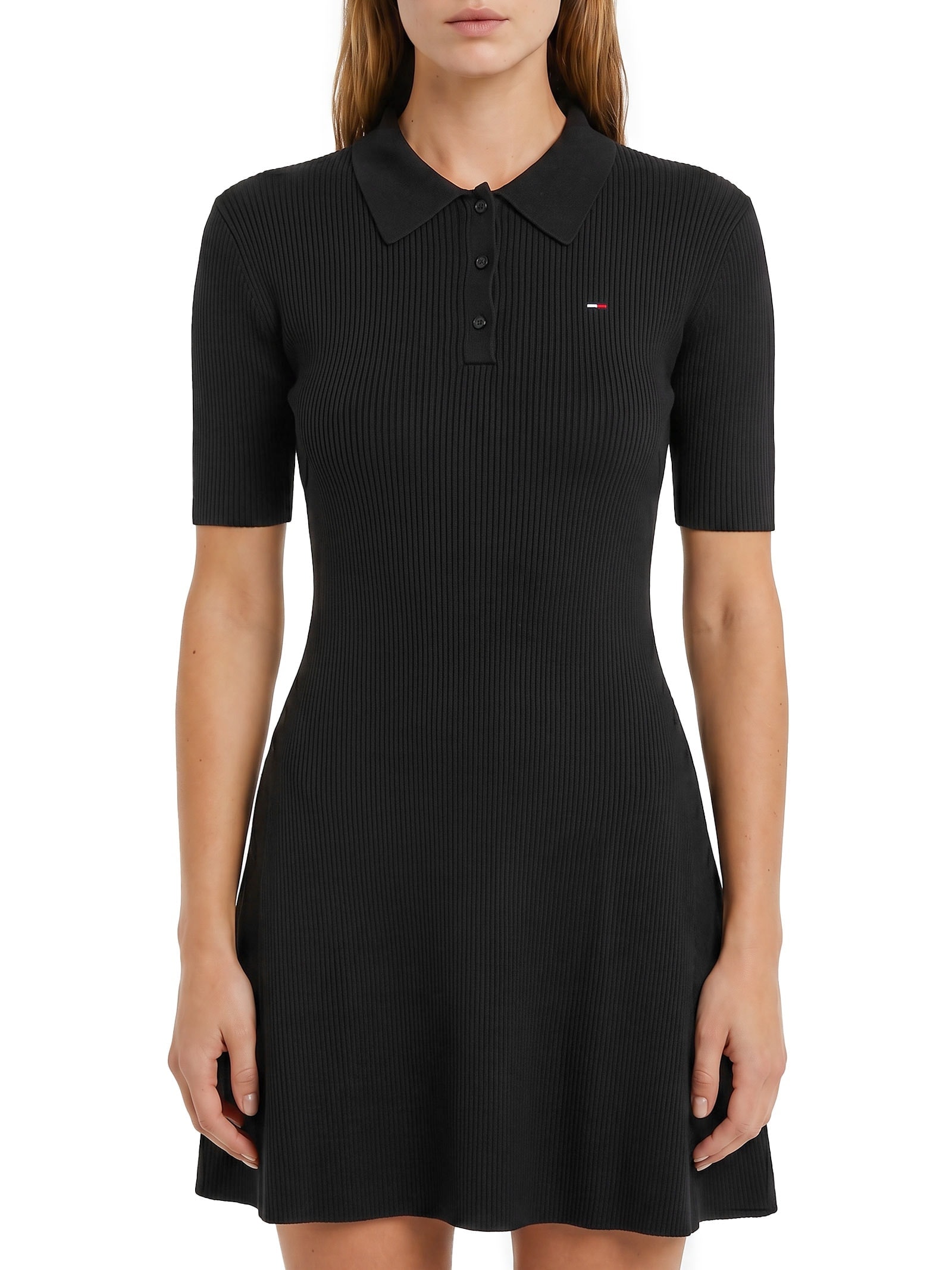 Vestido F&F Sweater Polo Preto Tommy Jeans