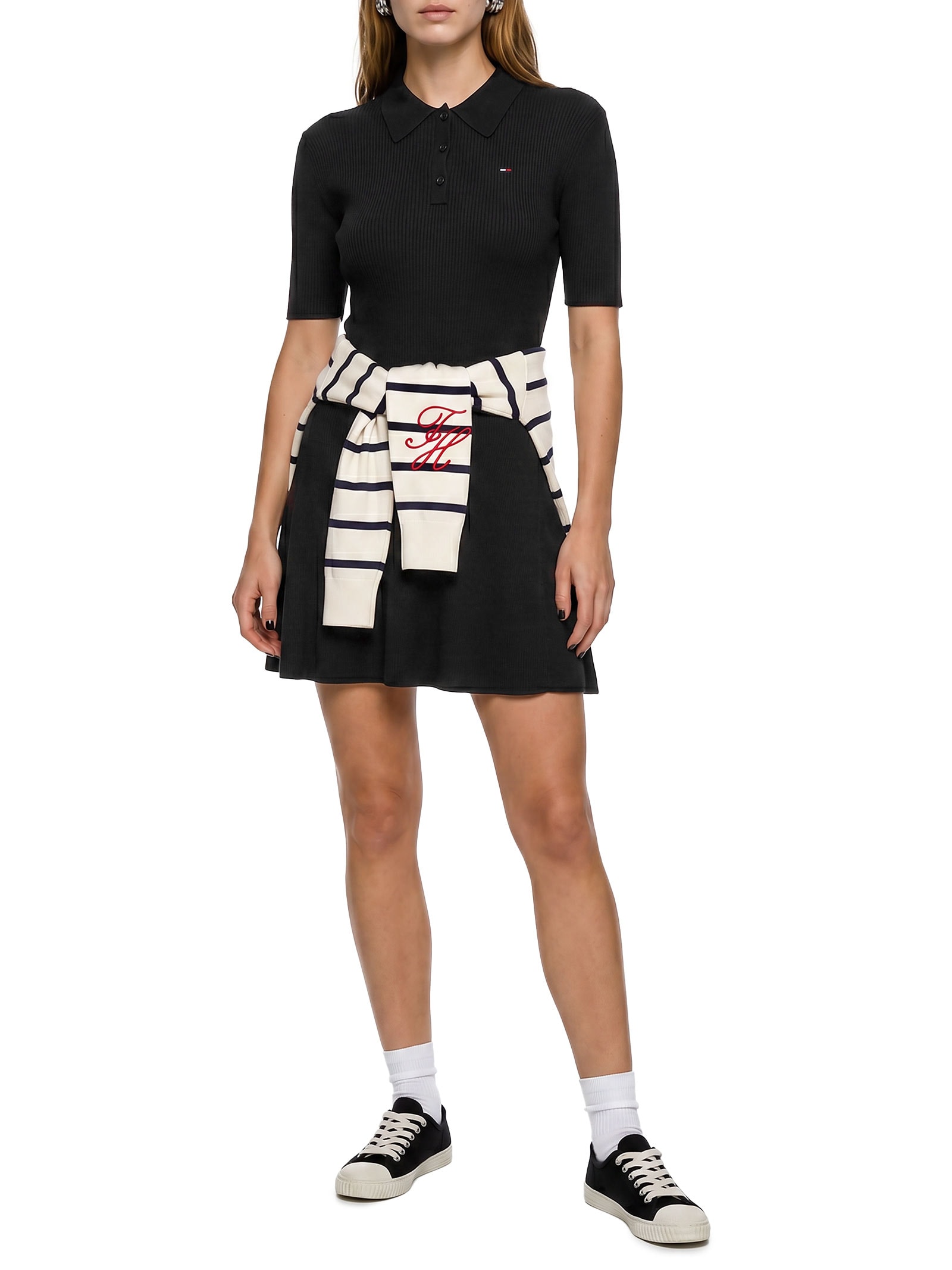 Vestido F&F Sweater Polo Preto Tommy Jeans