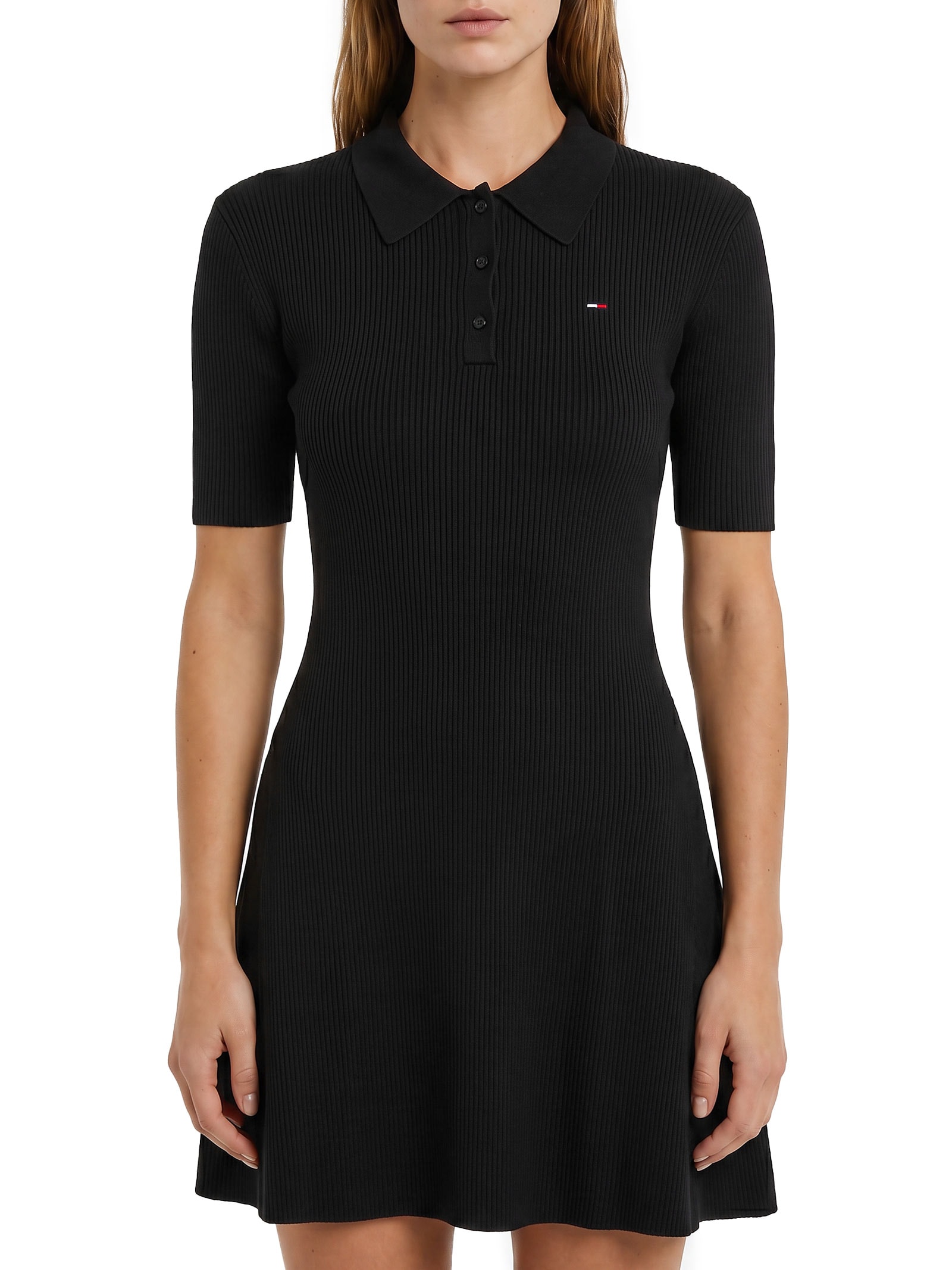 Vestido F&F Sweater Polo Preto Tommy Jeans