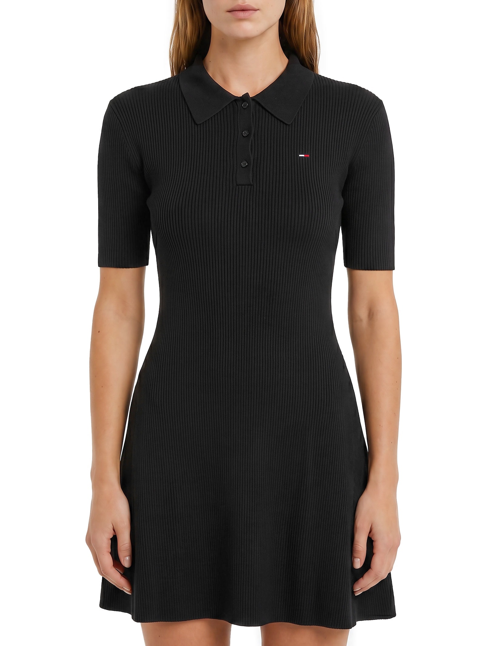Vestido F&F Sweater Polo Preto Tommy Jeans