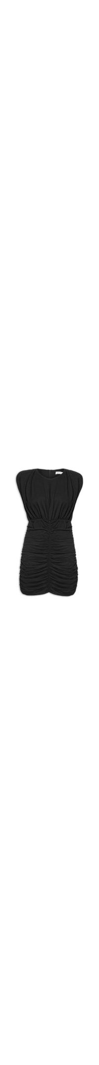 Vestido Feminino Franzido Com Ombreira - Preto