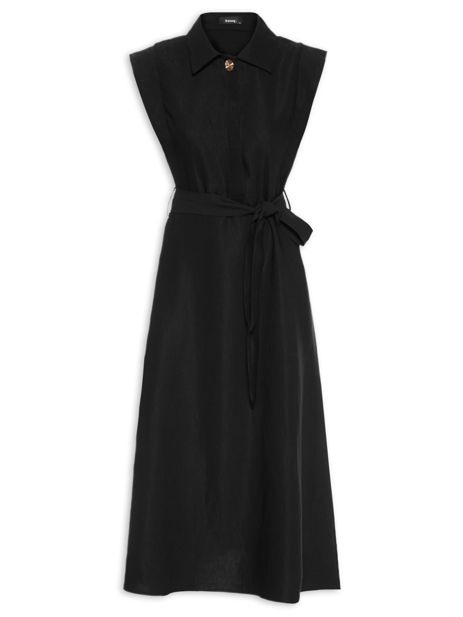 Vestido Feminino Gola Esporte Amarração Central Preto Basiq