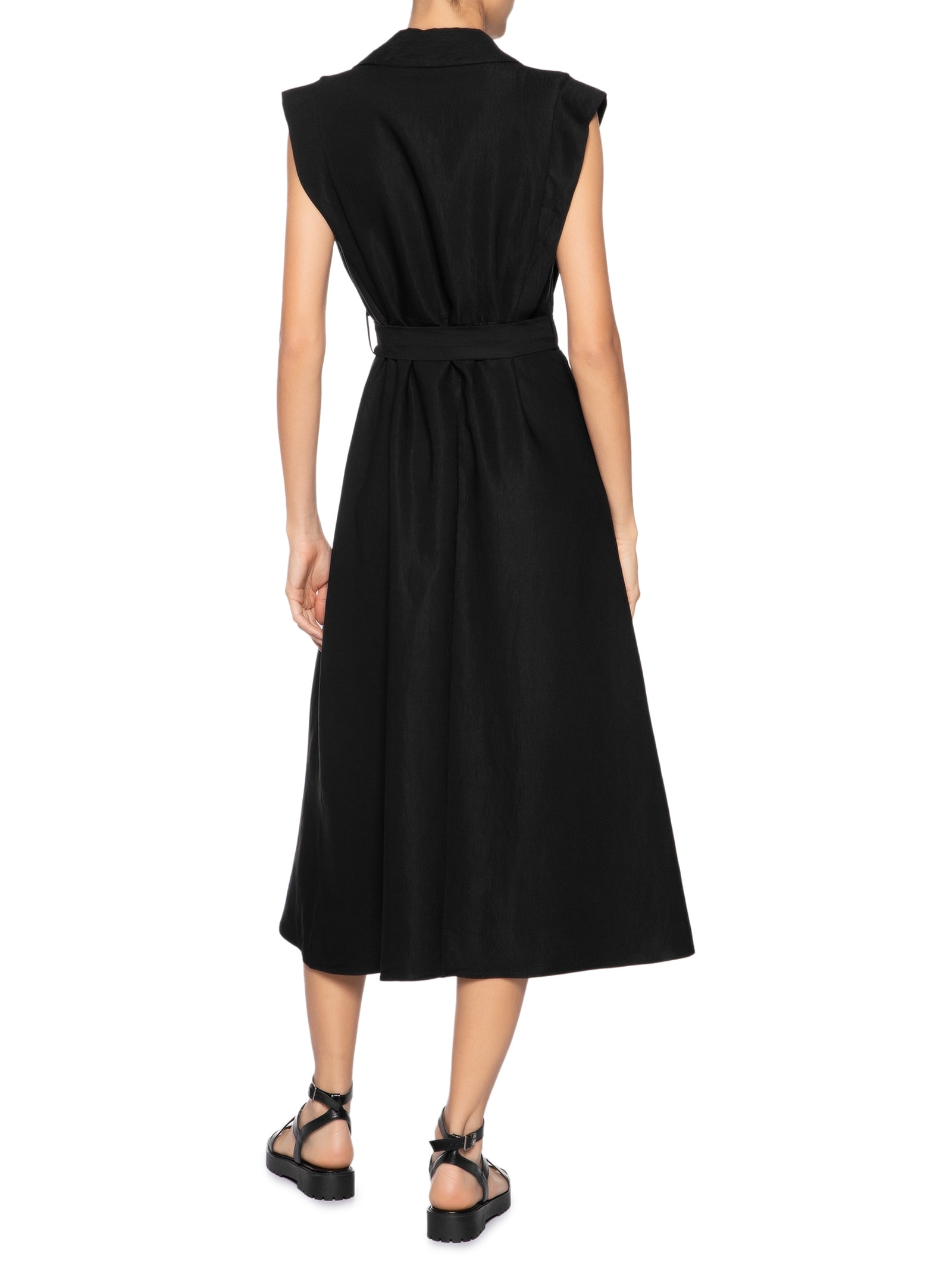 Vestido Feminino Gola Esporte Amarração Central Preto Basiq