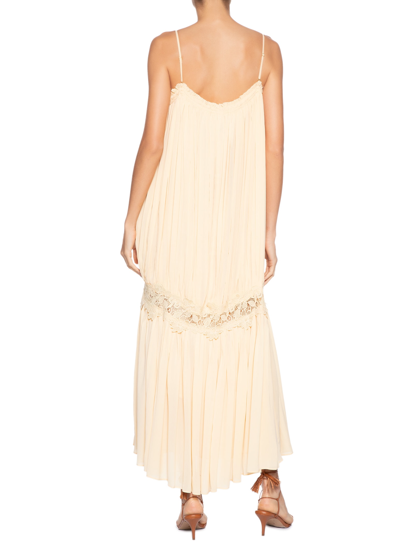 Vestido Feminino Midi Com Aplicação de Renda Amarelo '2Essential