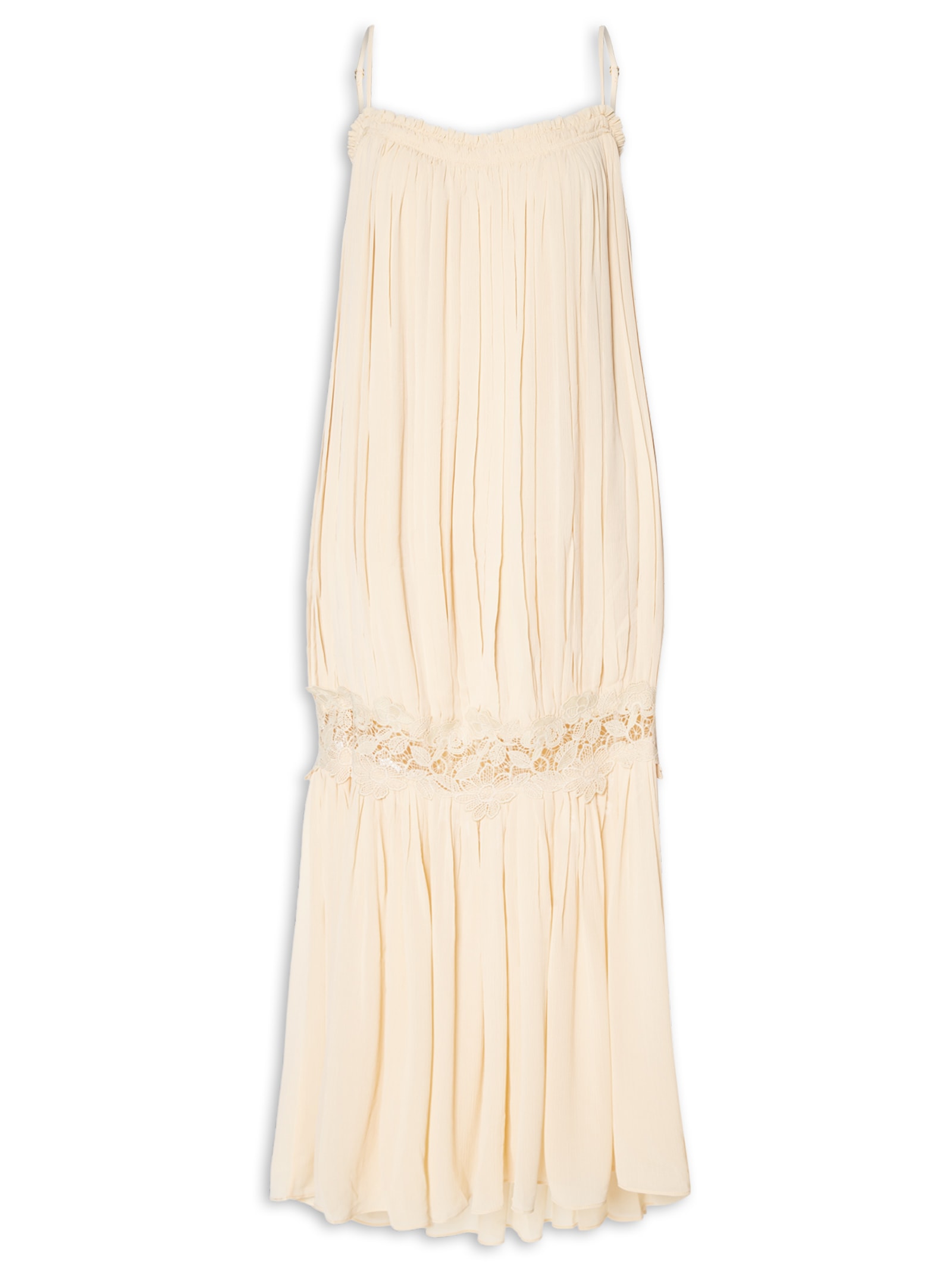 Vestido Feminino Midi Com Aplicação de Renda Amarelo '2Essential