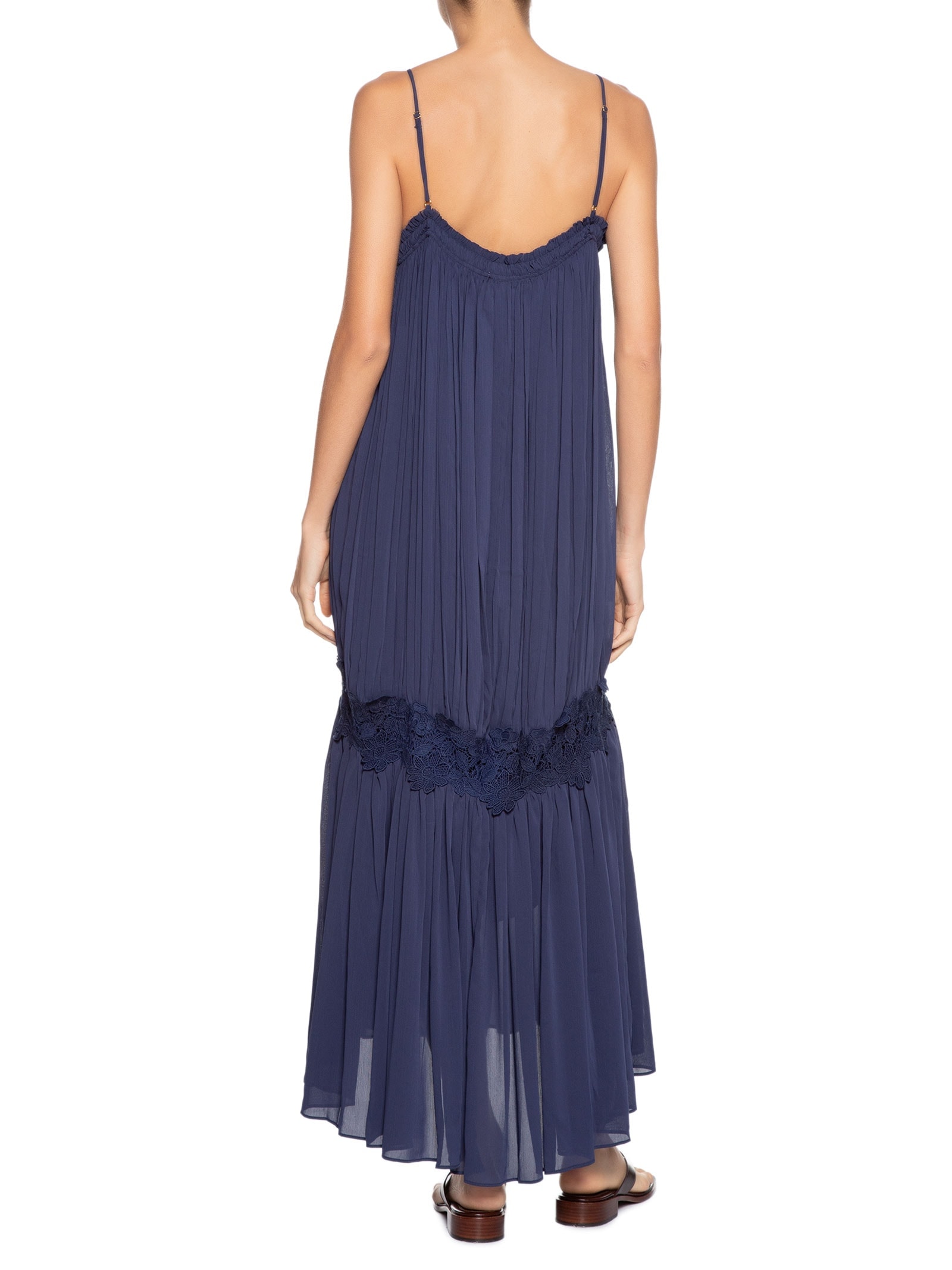 Vestido Feminino Midi Com Aplicação de Renda Azul '2Essential