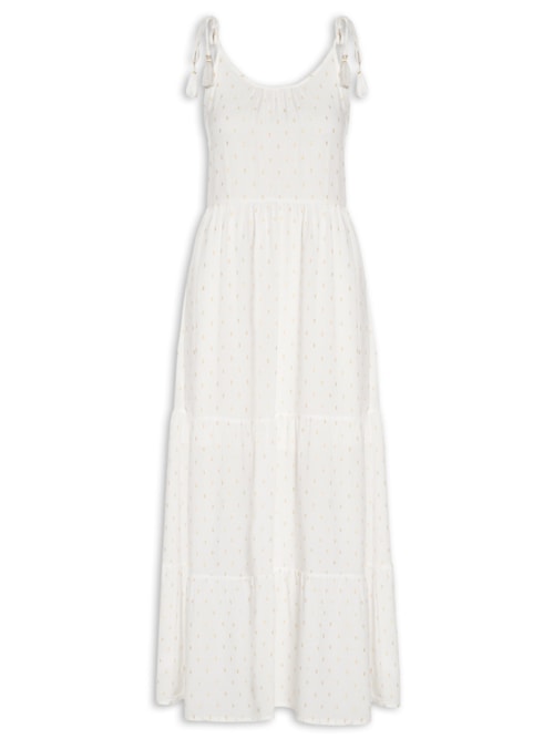 Vestido Feminino Midi Com Lurex – Off White