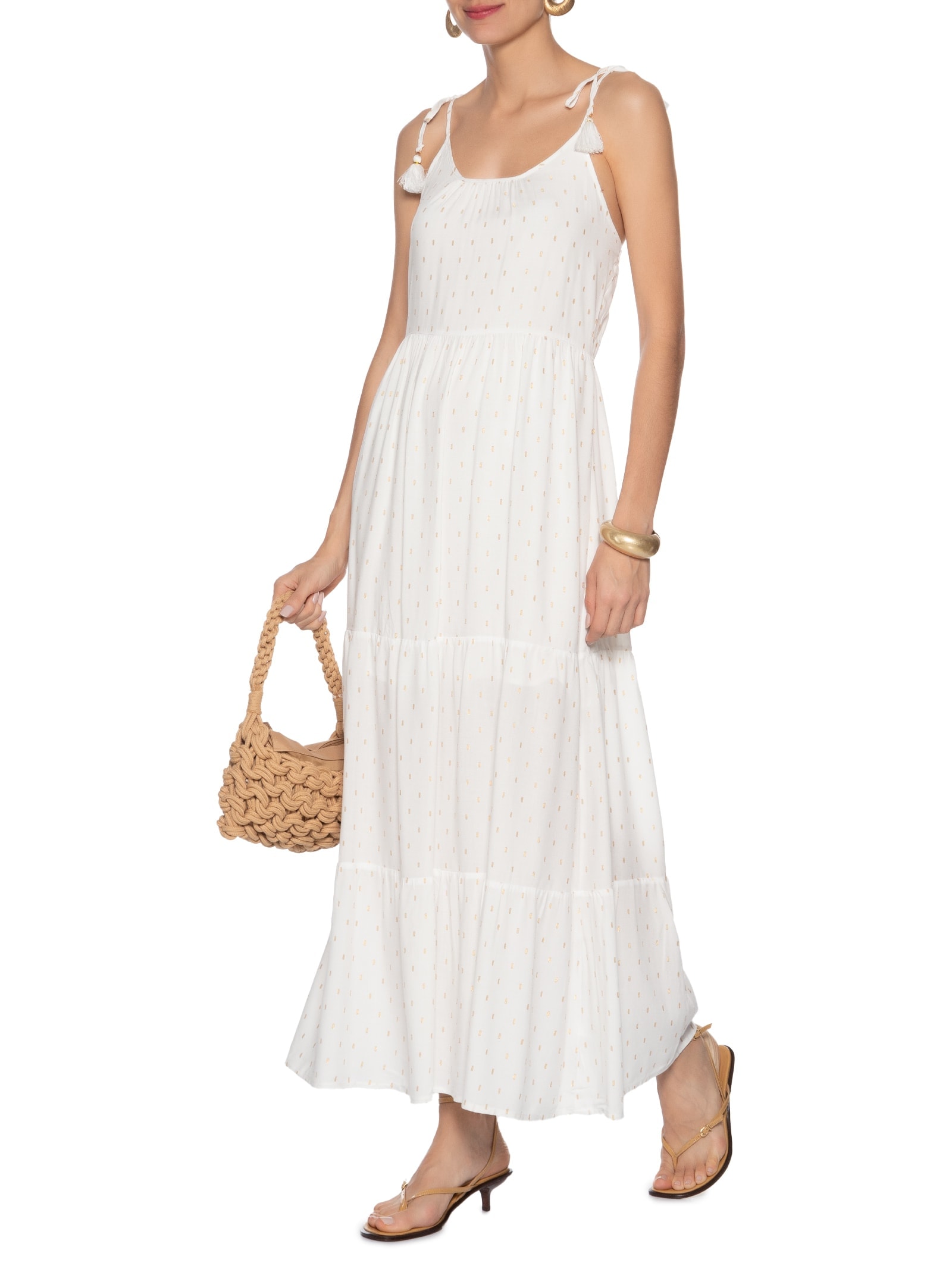 Vestido Feminino Midi Com Lurex Off White Market 33