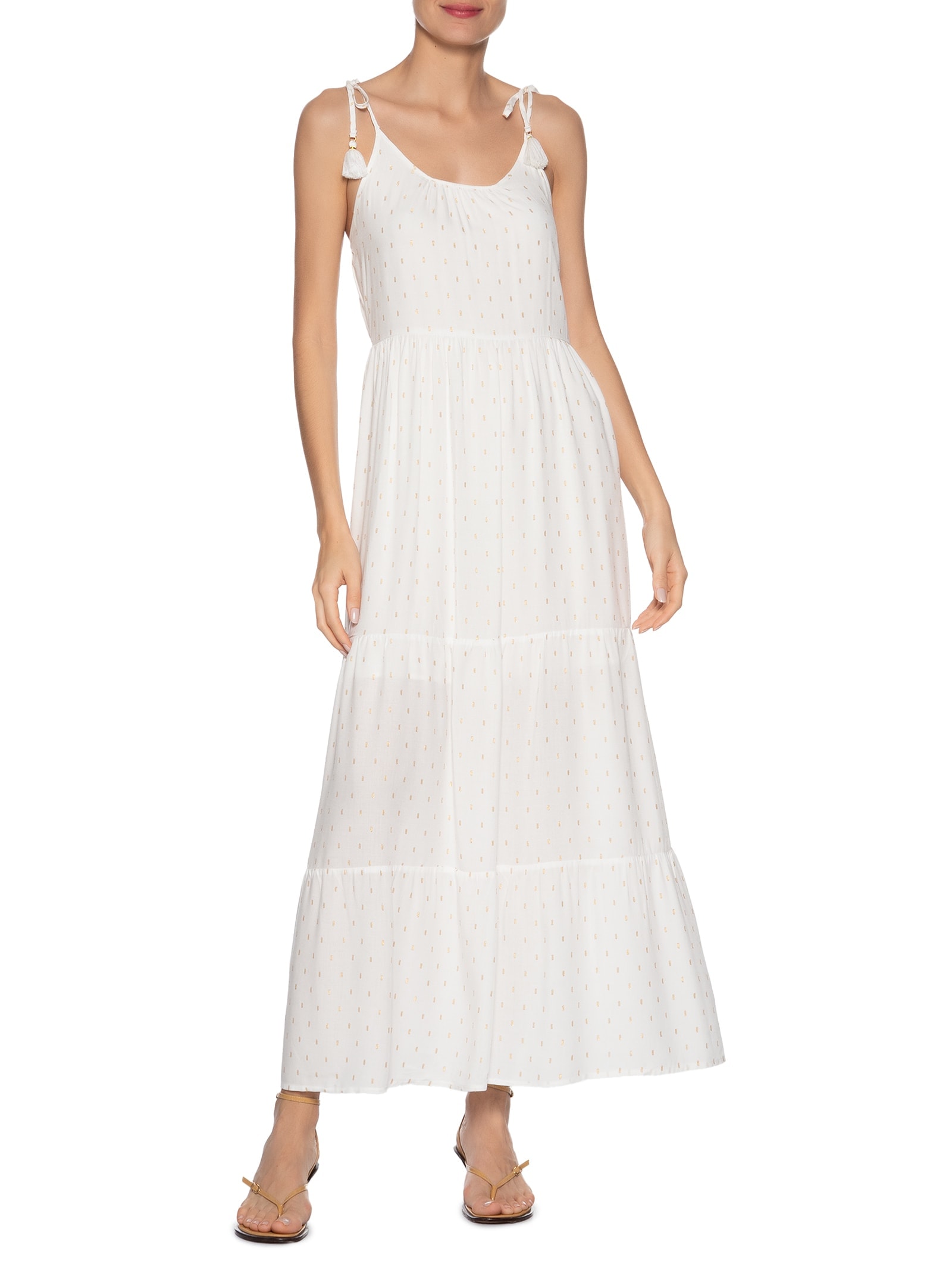 Vestido Feminino Midi Com Lurex Off White Market 33
