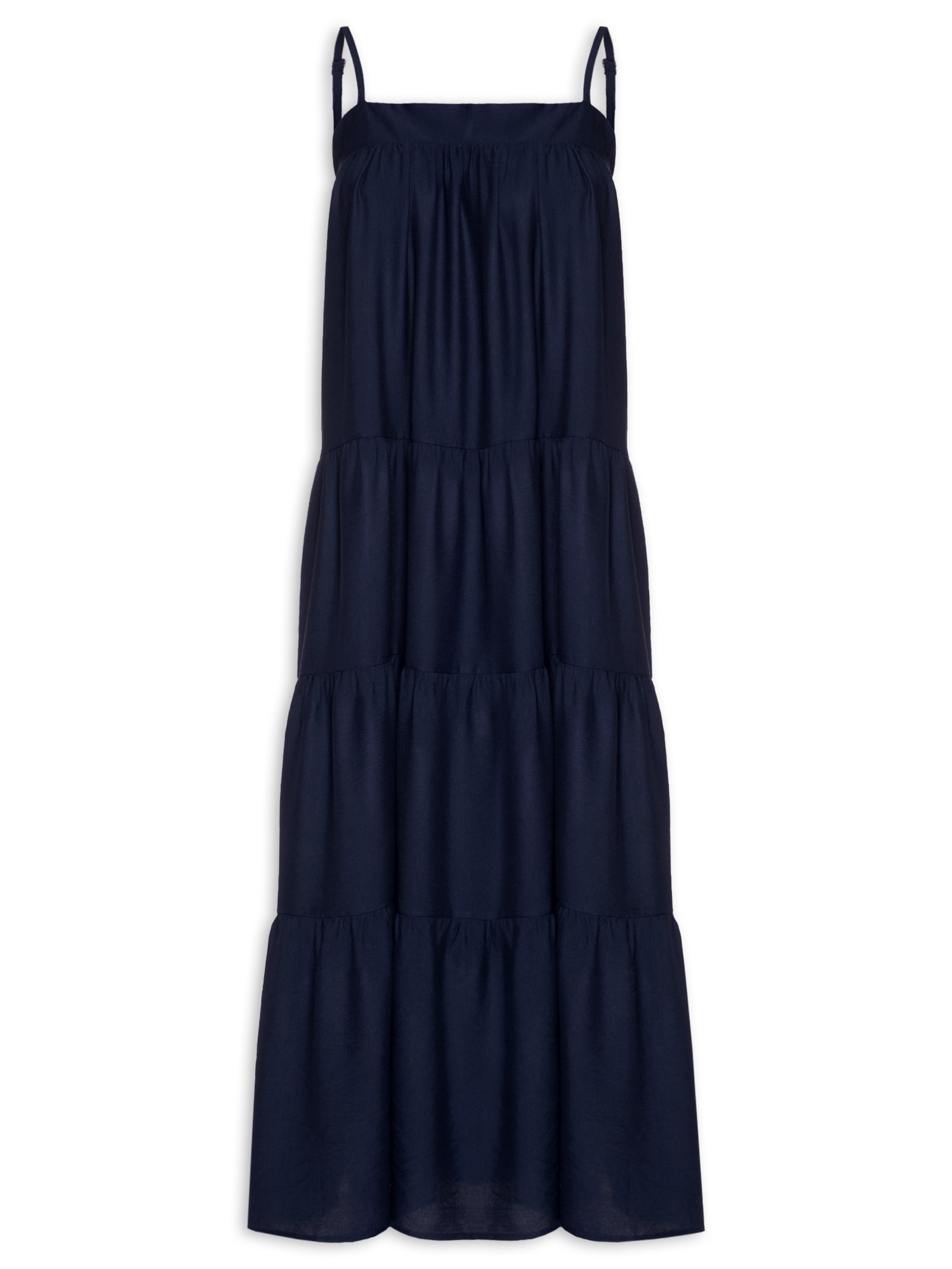 Vestido Feminino Midi Com Recortes Azul Market 33