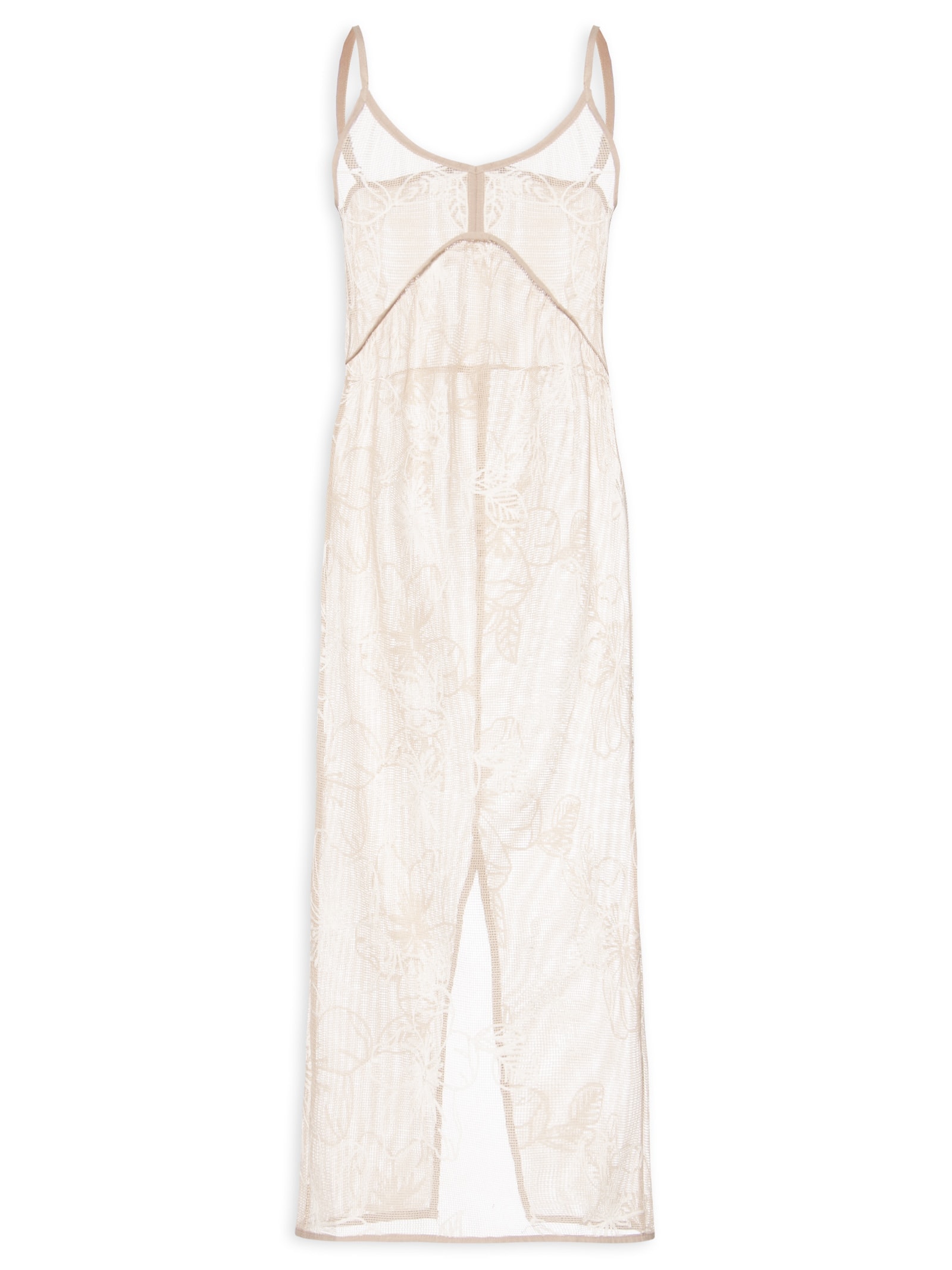 Vestido Feminino Midi Com Recortes E Franzido Bege '2Essential