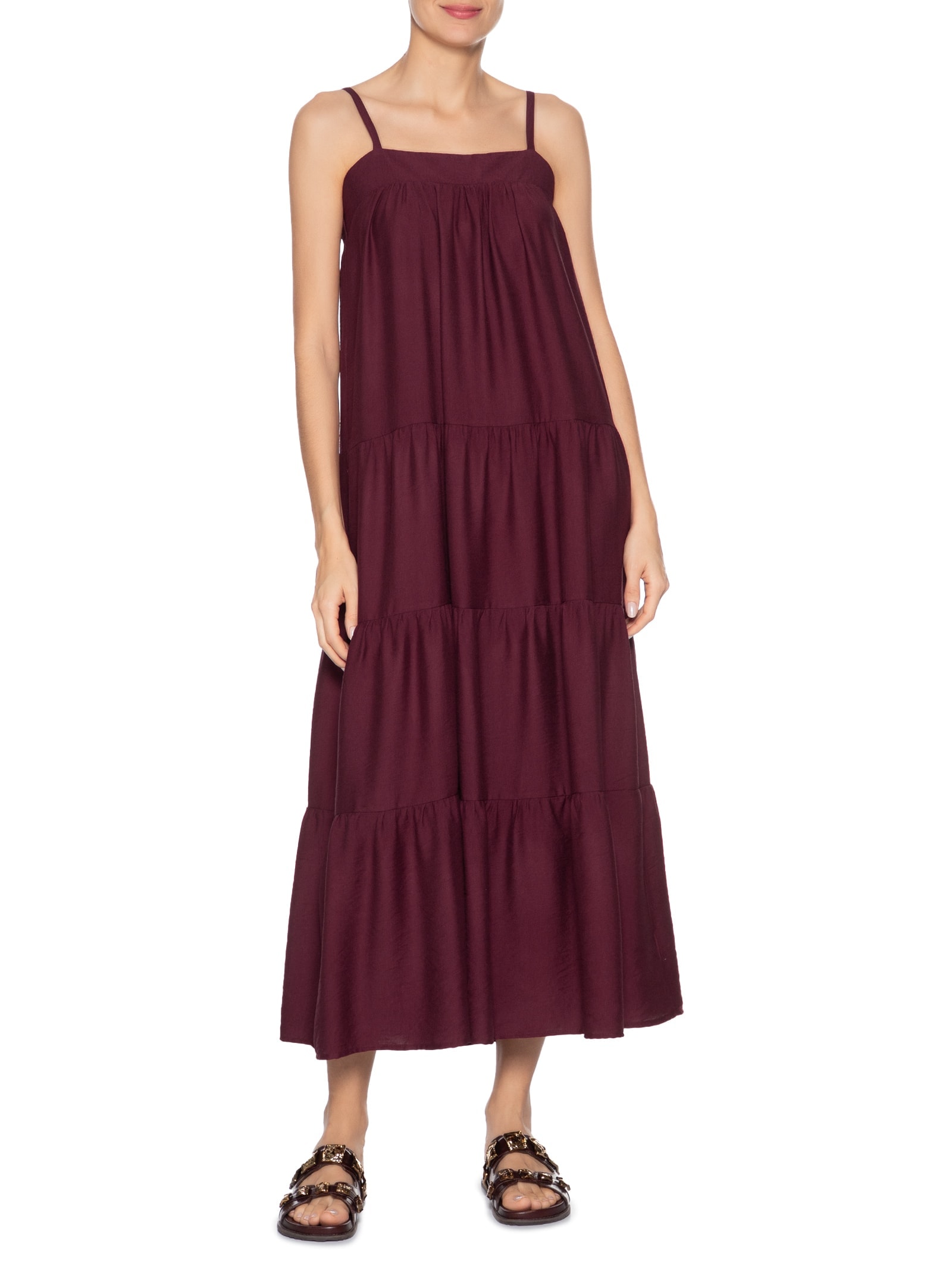 Vestido Feminino Midi Com Recortes Vermelho Market 33