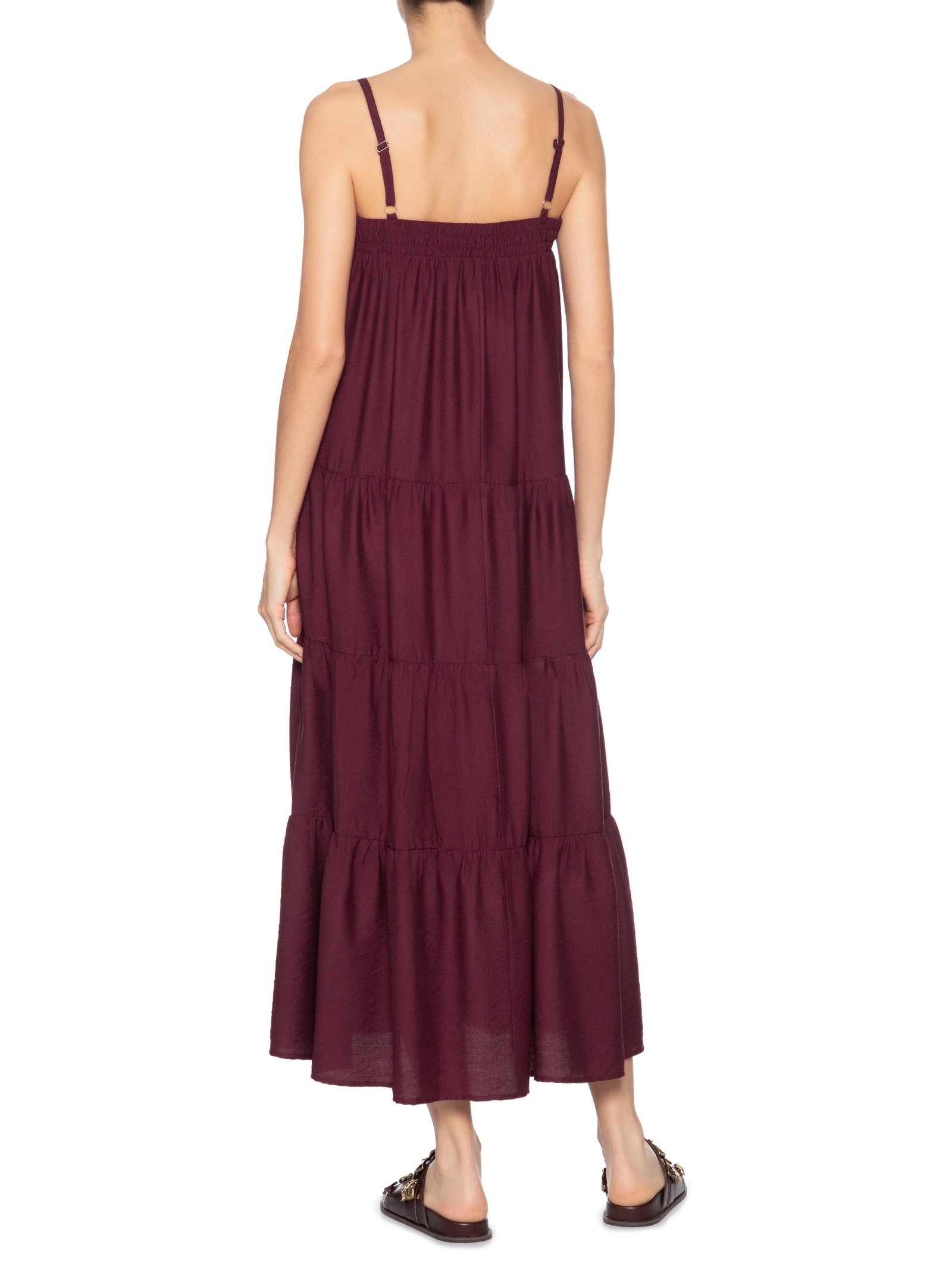 Vestido Feminino Midi Com Recortes Vermelho Market 33