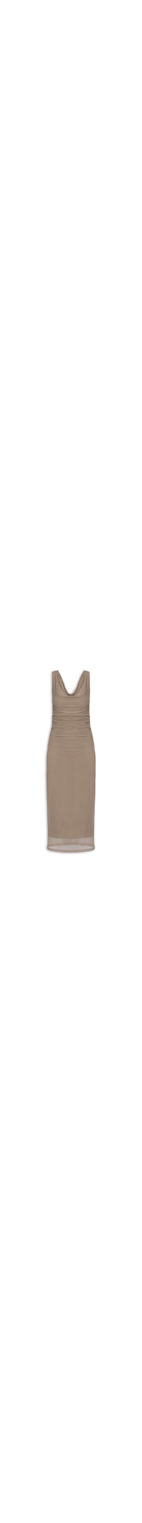 Vestido Feminino Midi Drapeado - Bege