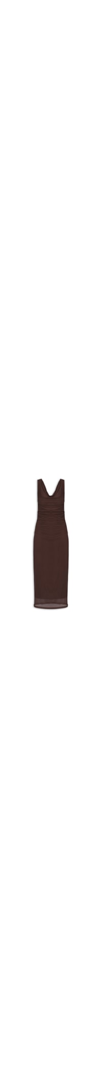 Vestido Feminino Midi Drapeado - Marrom
