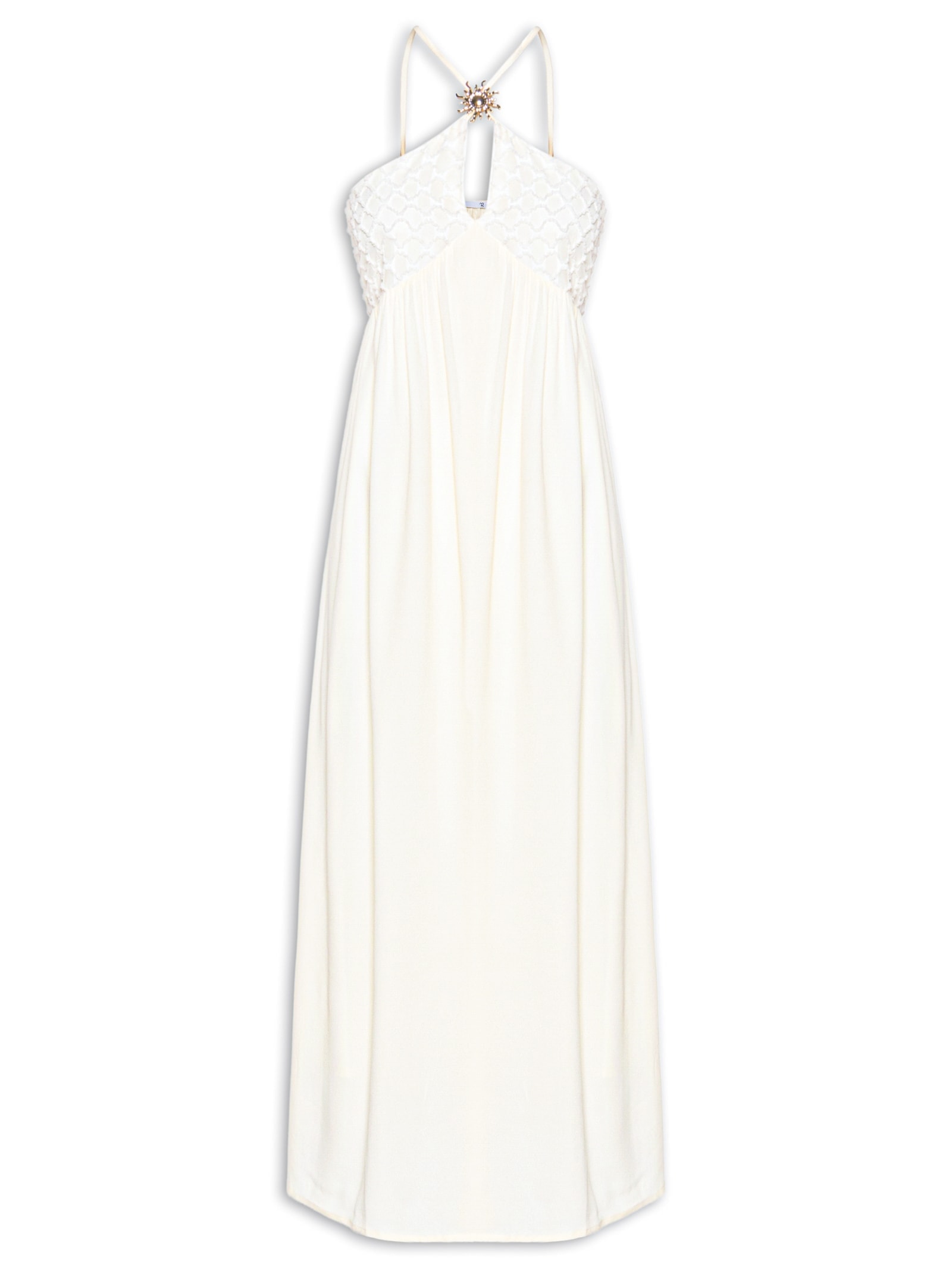 Vestido Feminino Midi Fluido Com Textura Bege '2Essential